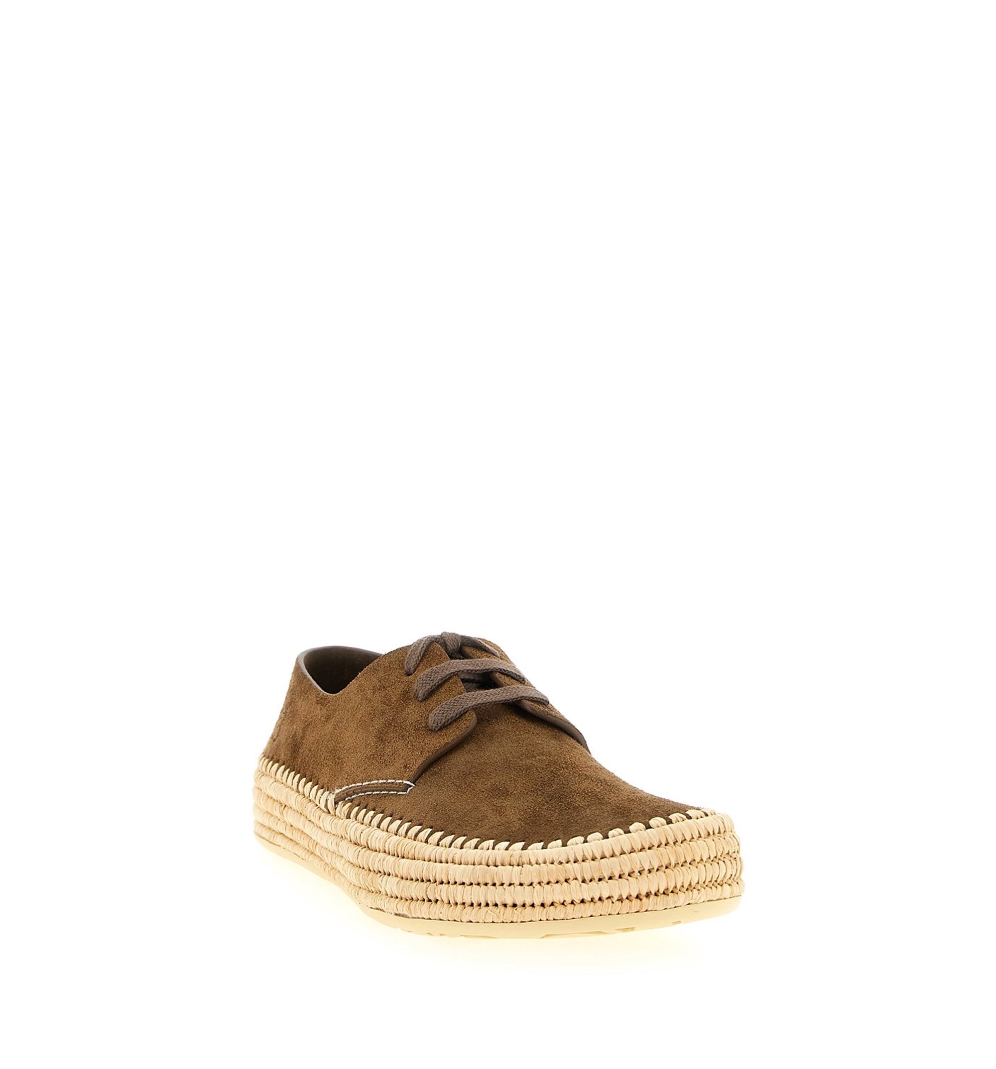Rio Lace-Up in Suede and Raffia