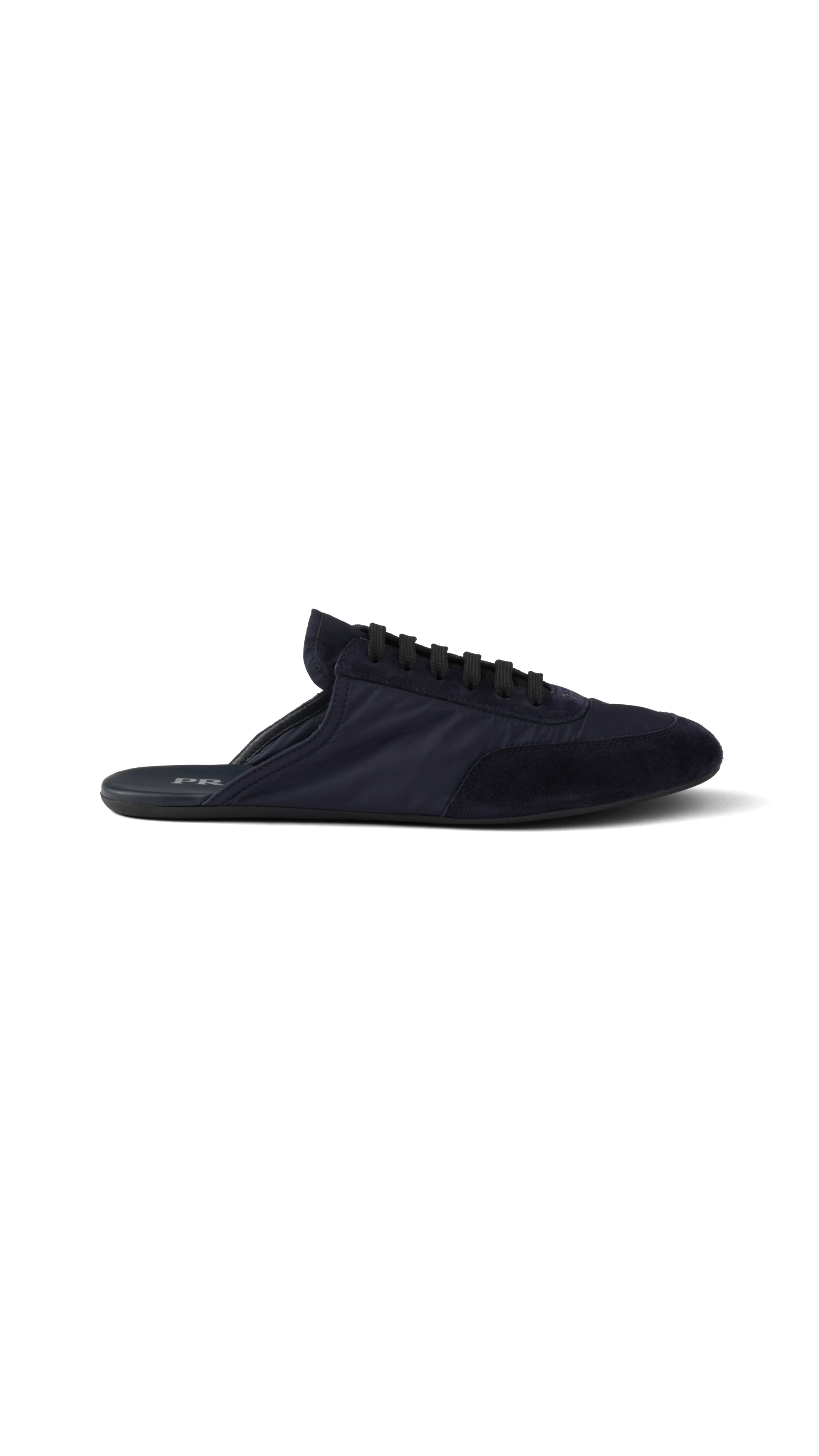 Collapse Re-Nylon and Suede Mules - Navy