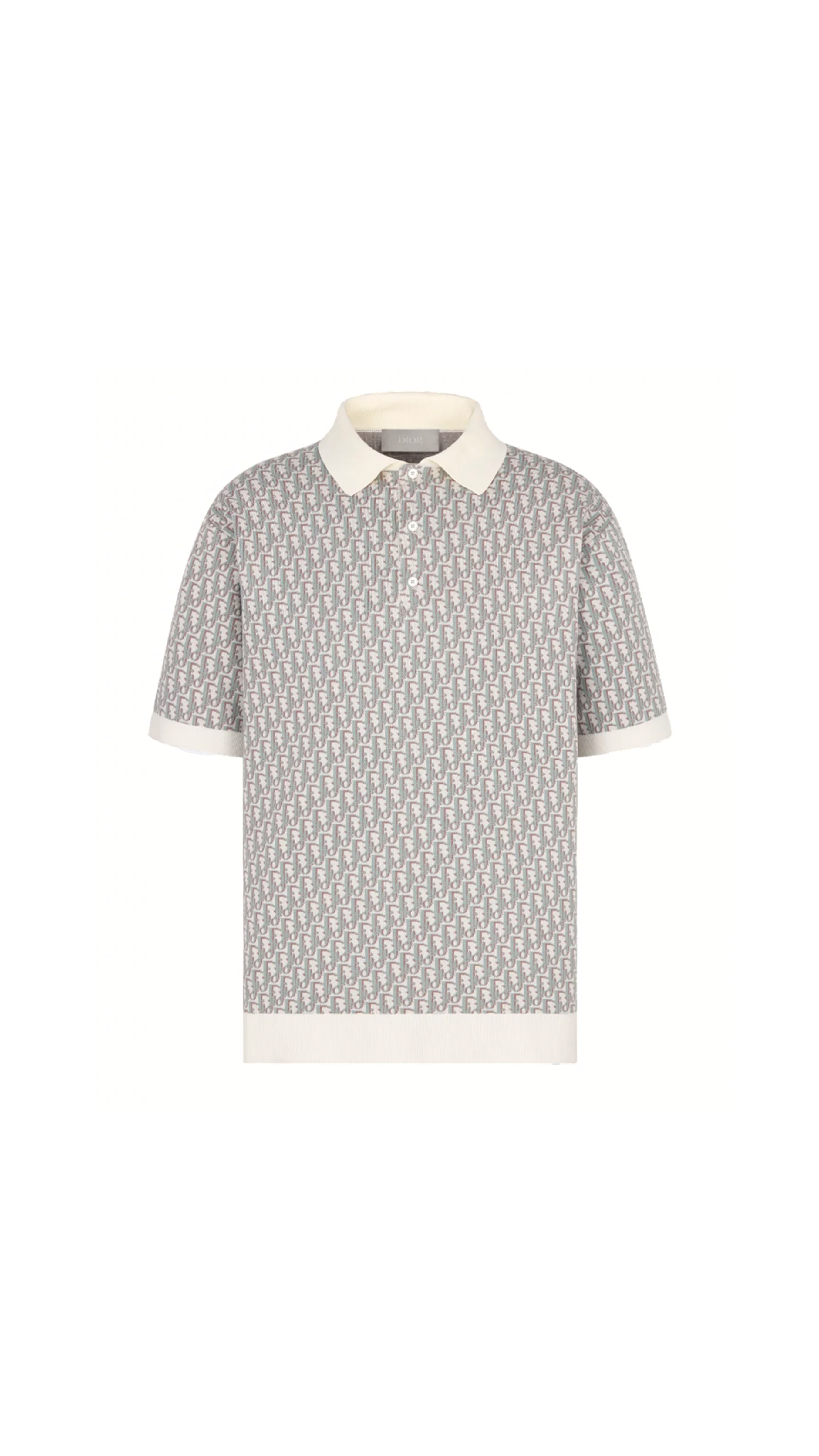 Dior Oblique Polo Shirt - White/Blue/Brown