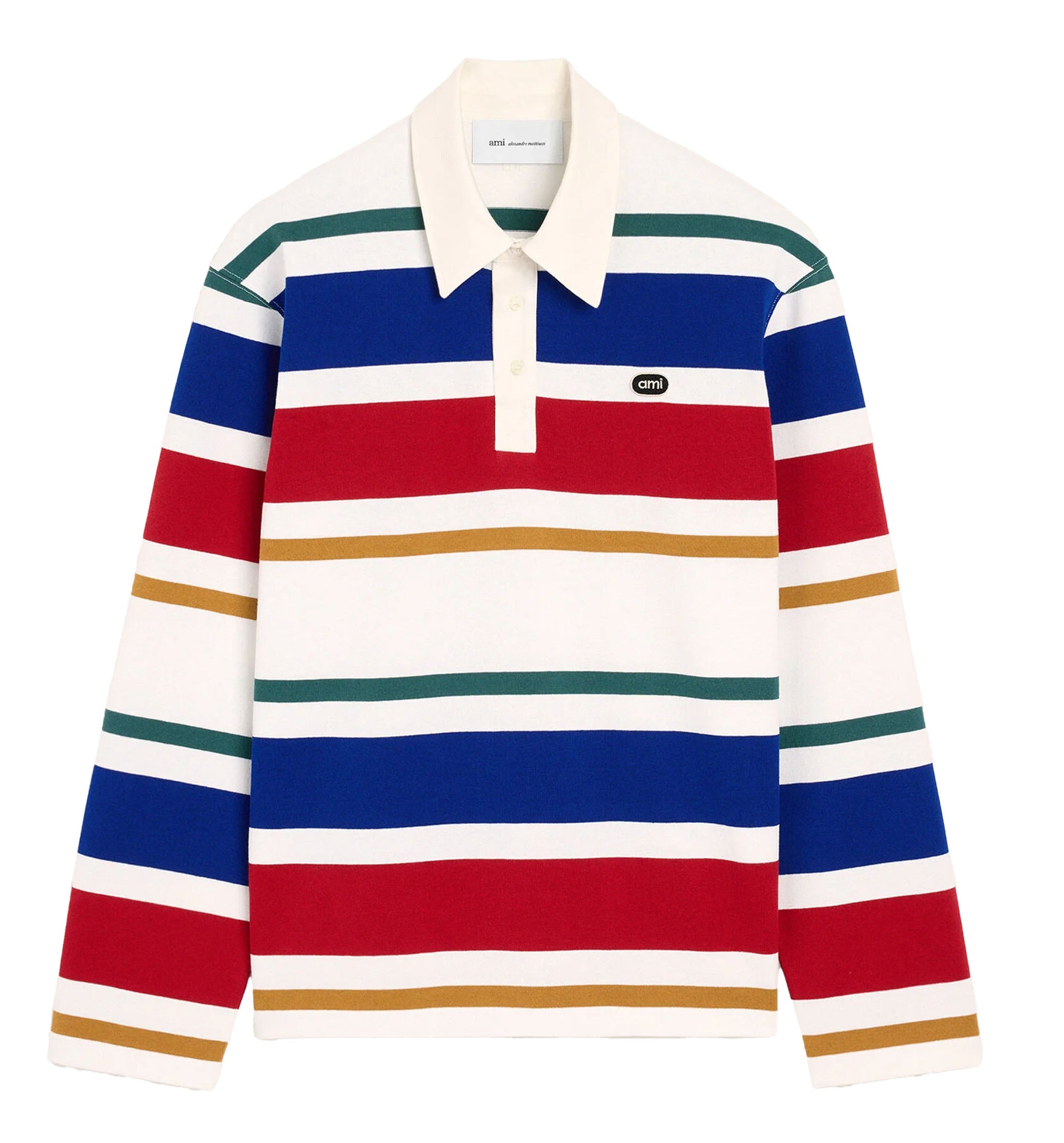Multicolor striped cotton polo with Ami patch