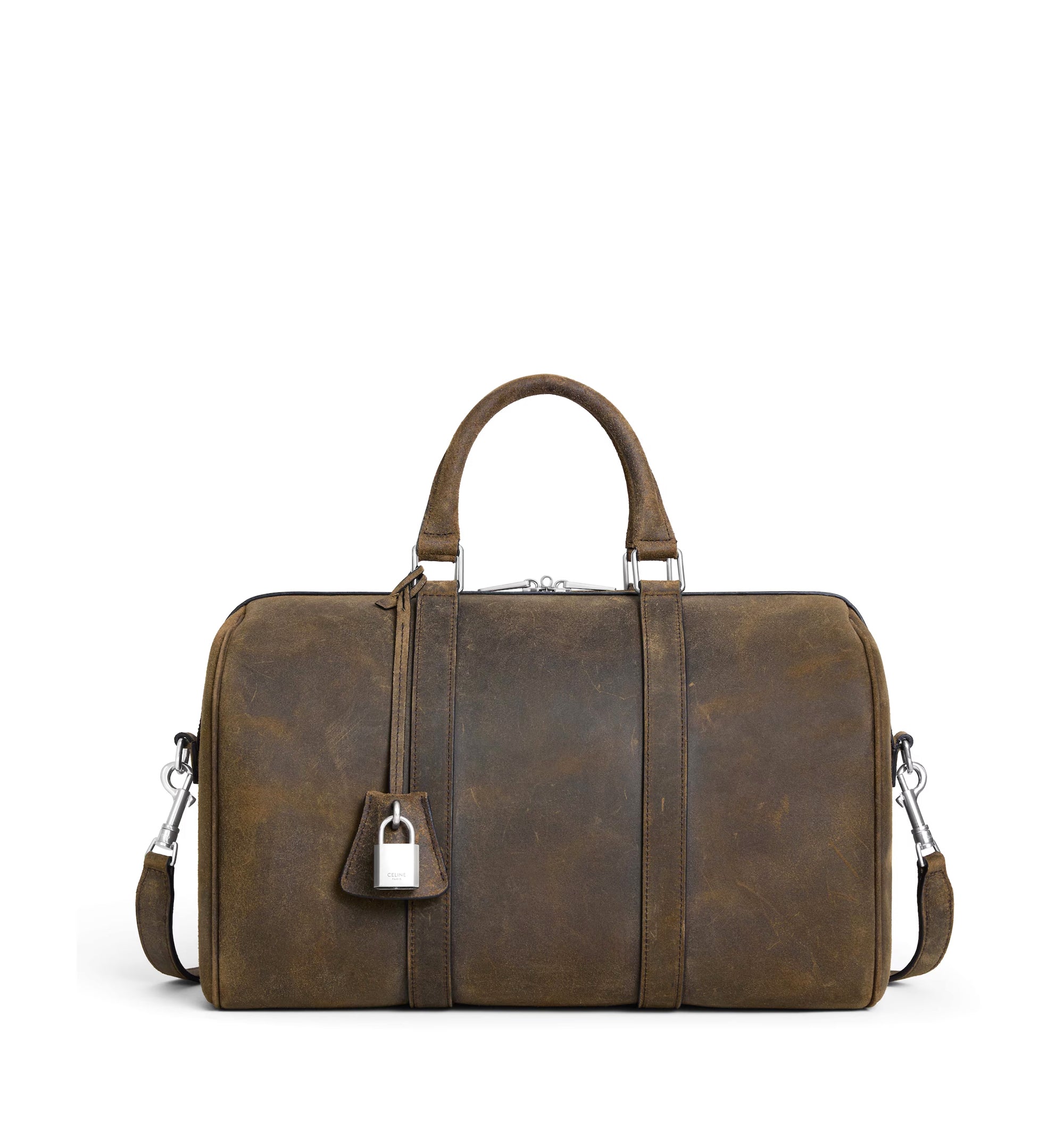 Large Boston In Suede Calfskin Waxed Effect