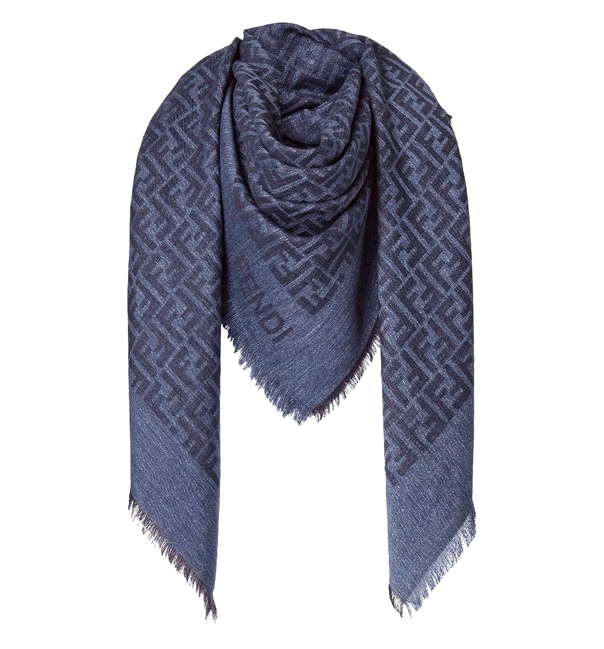 Blue and black FF cotton and wool shawl