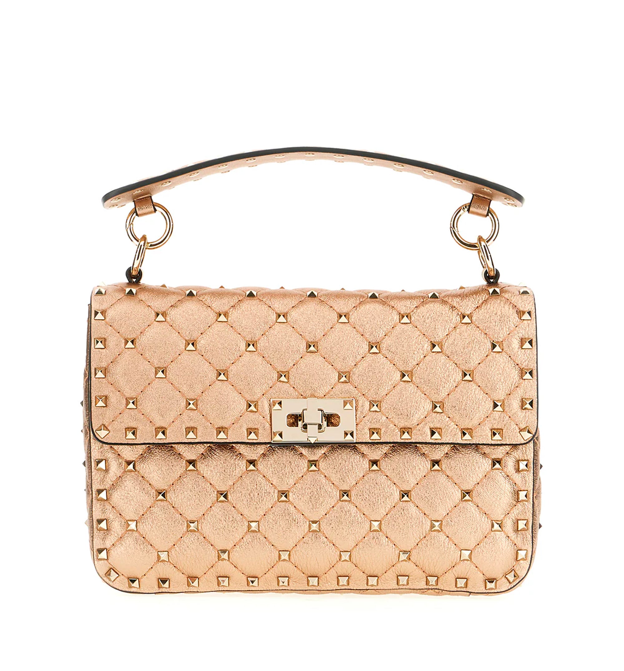 Metallic leather medium Rockstud Spike handbag