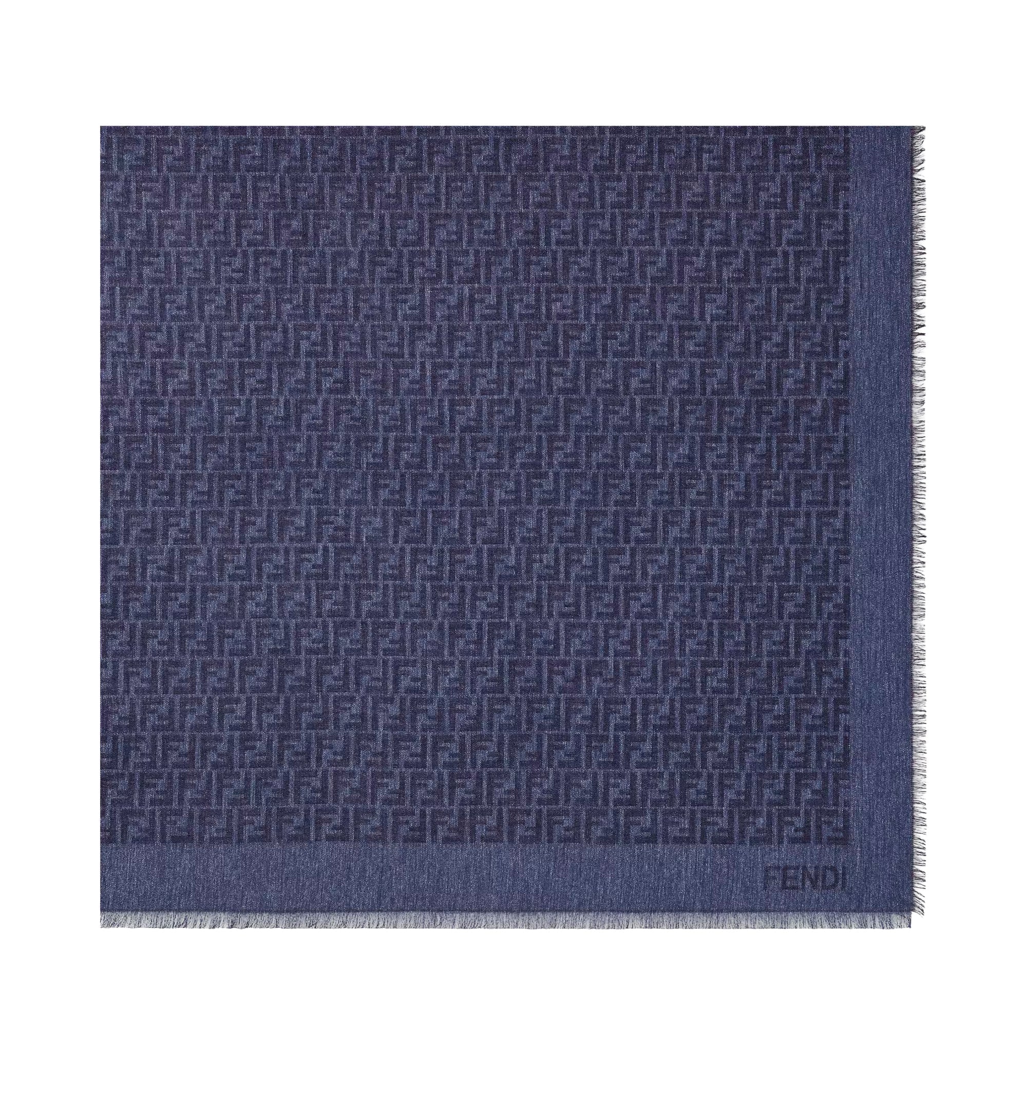 Blue and black FF cotton and wool shawl