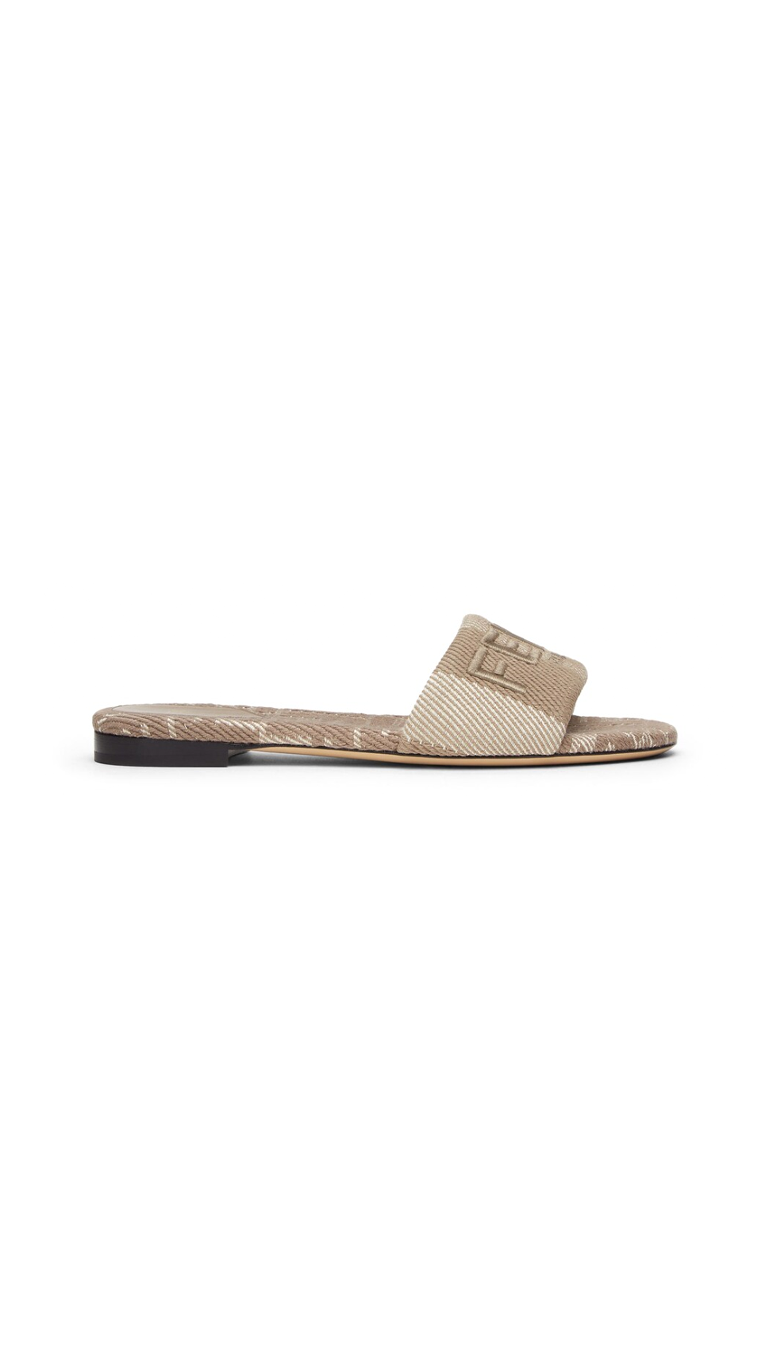 Fendi Sunshine Denim-Effect Jacquard Slides - Dove Gray