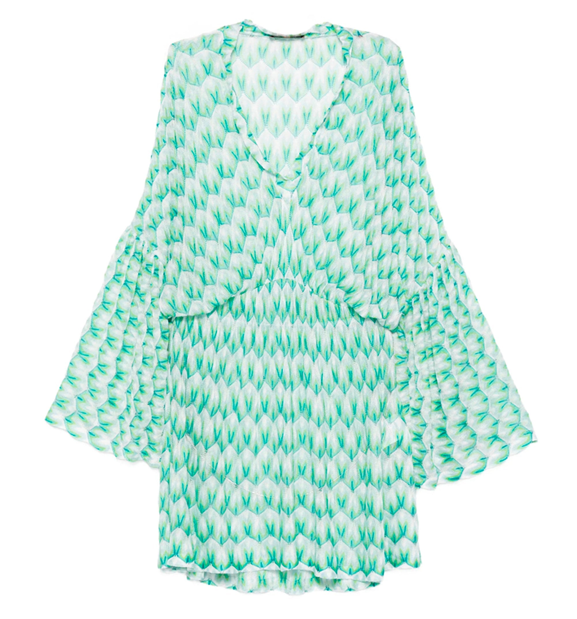 Cover-up dress in zig zag lamé viscose with wide sleeves