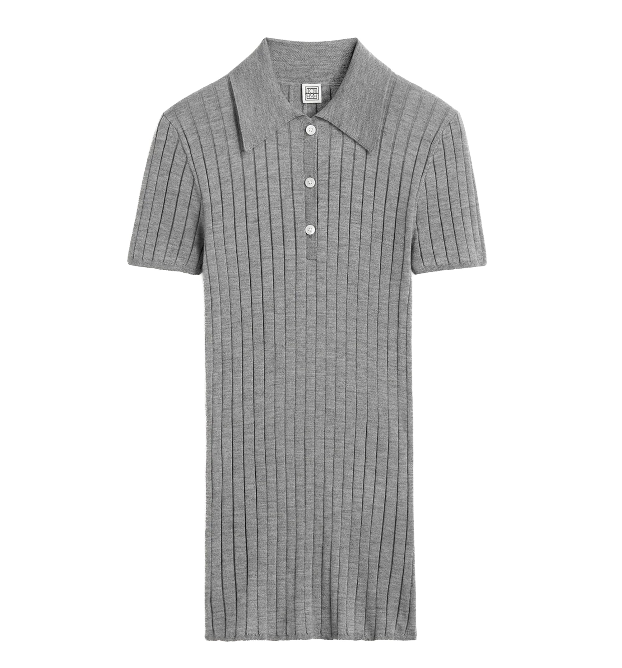 Ribbed cashmere silk polo grey melange