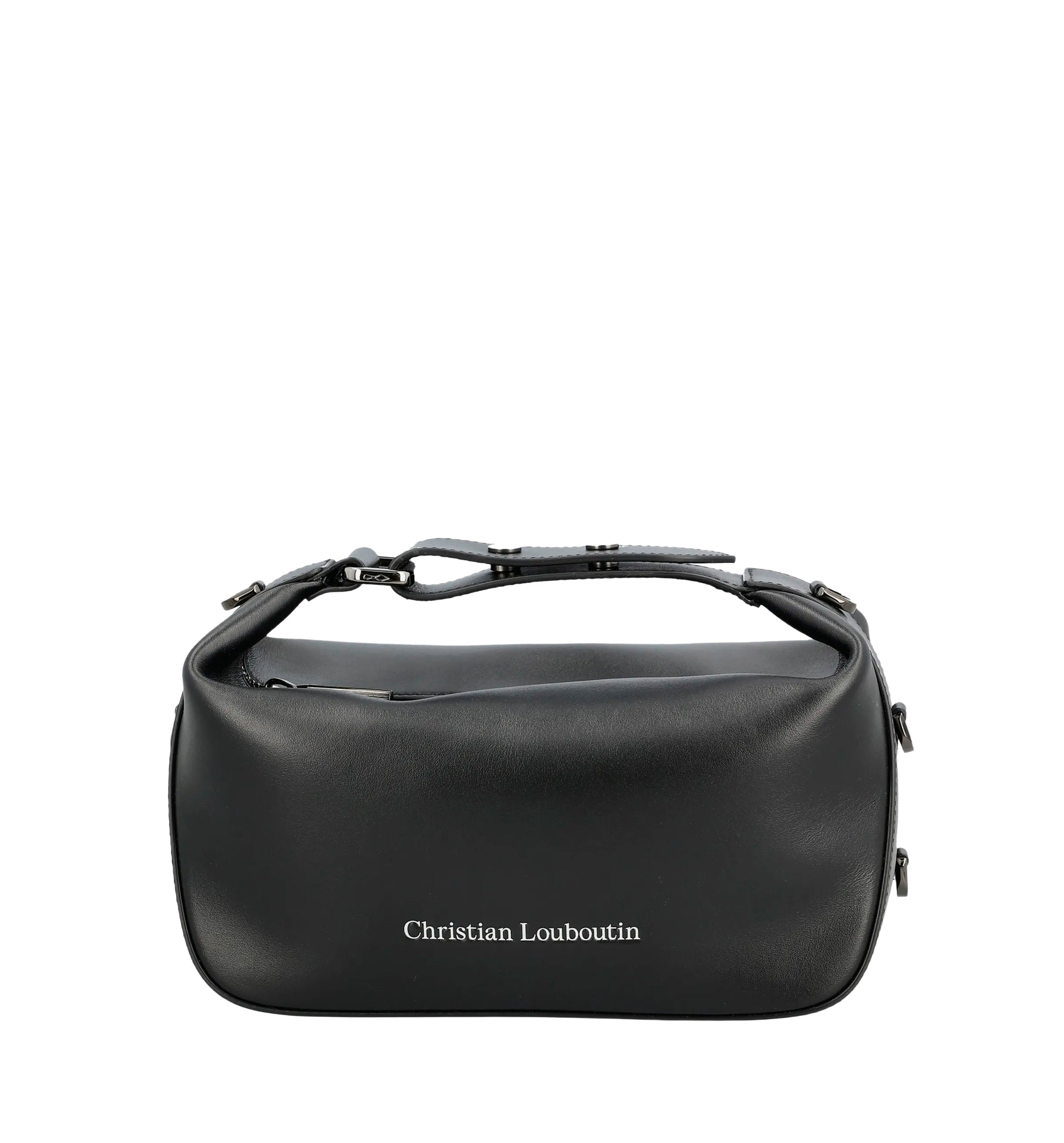 Logo-print leather clutch bag