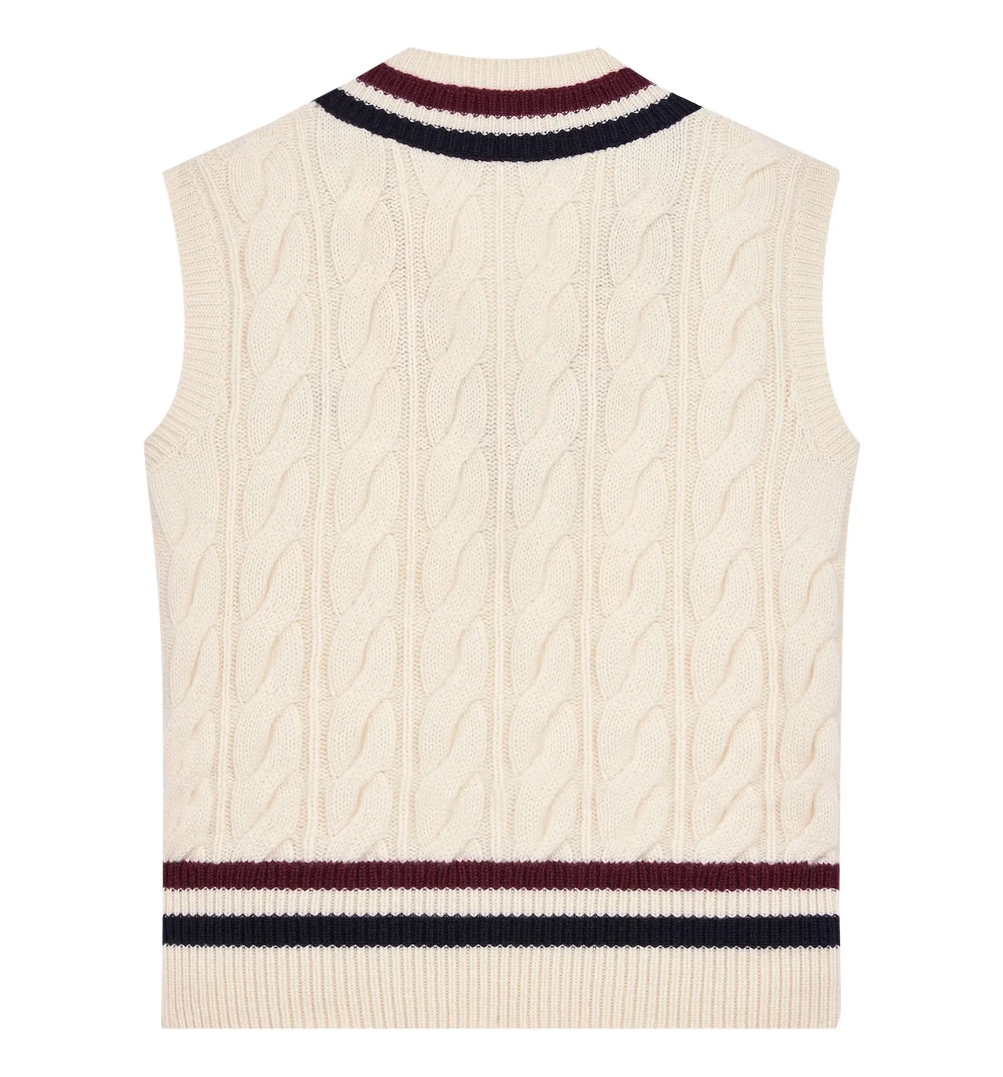 Triomphe Cashmere V-Neck Cable Knit Vest