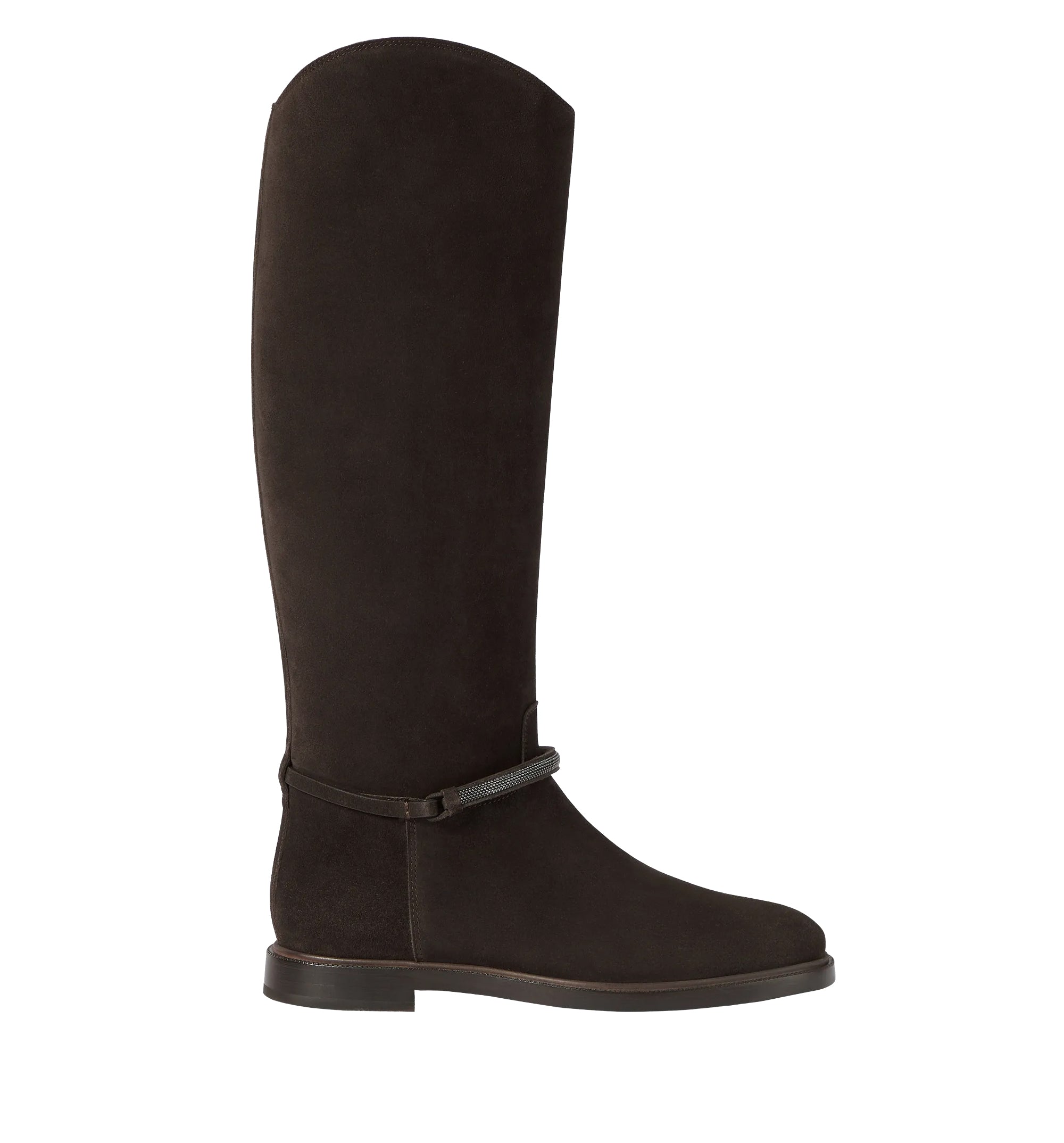 Suede boots with precious strap