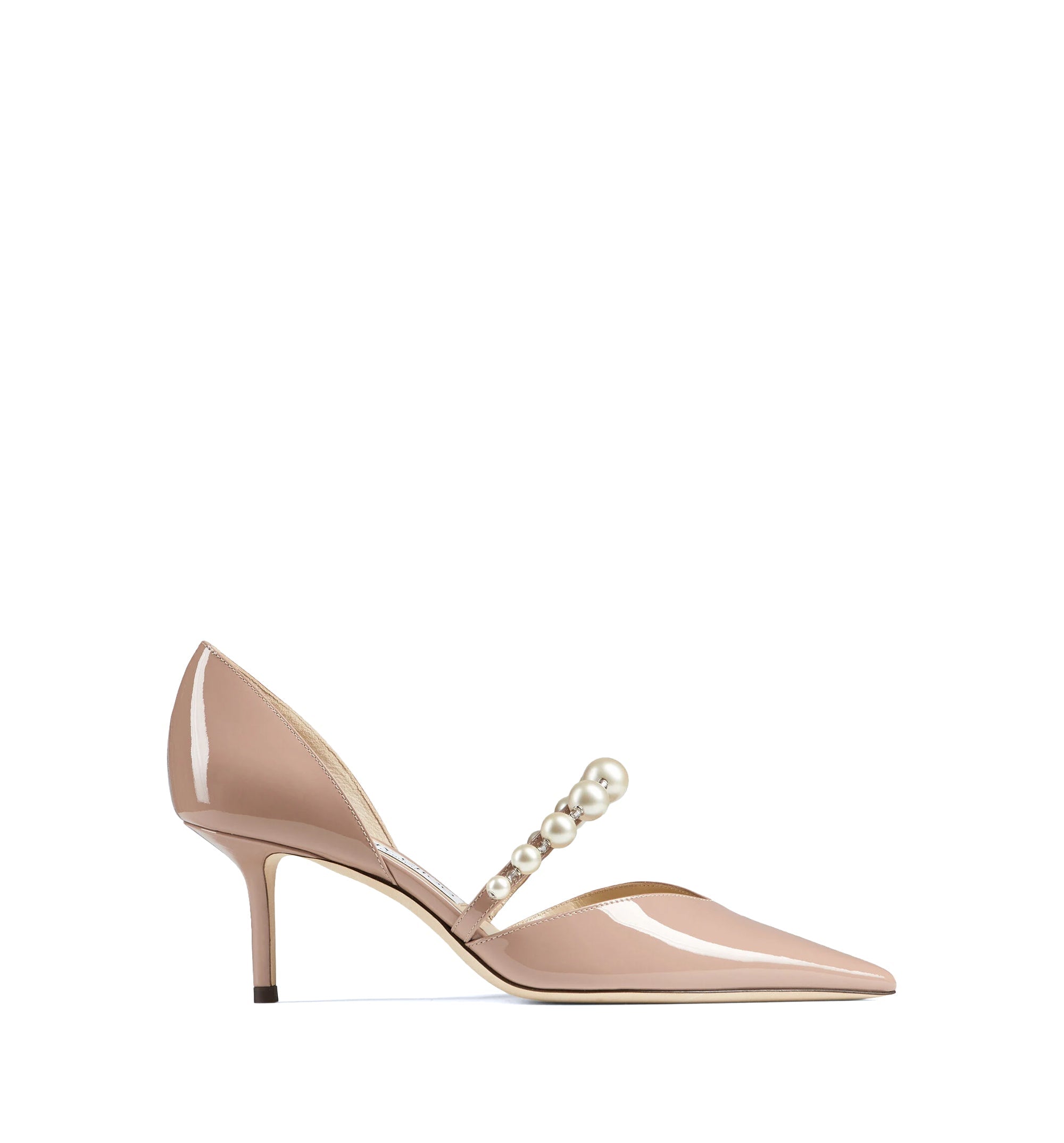 Aurelie 65 Patent Leather Pointed Pumps with Pearl Embellishment