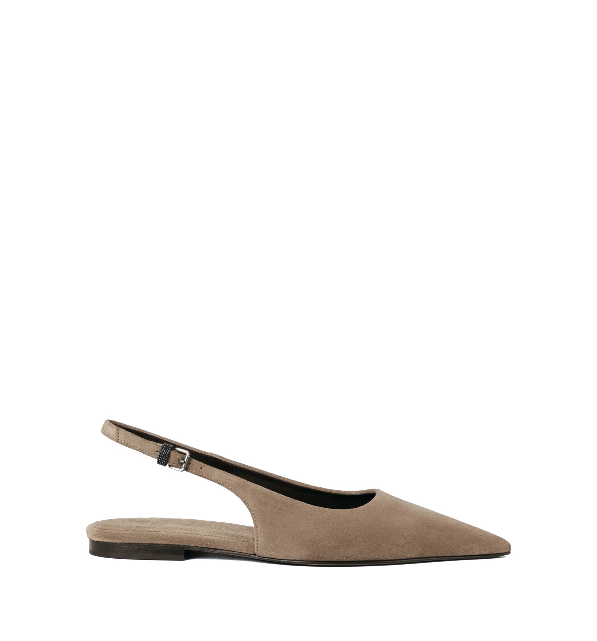 Suede slingback flats with shiny detail