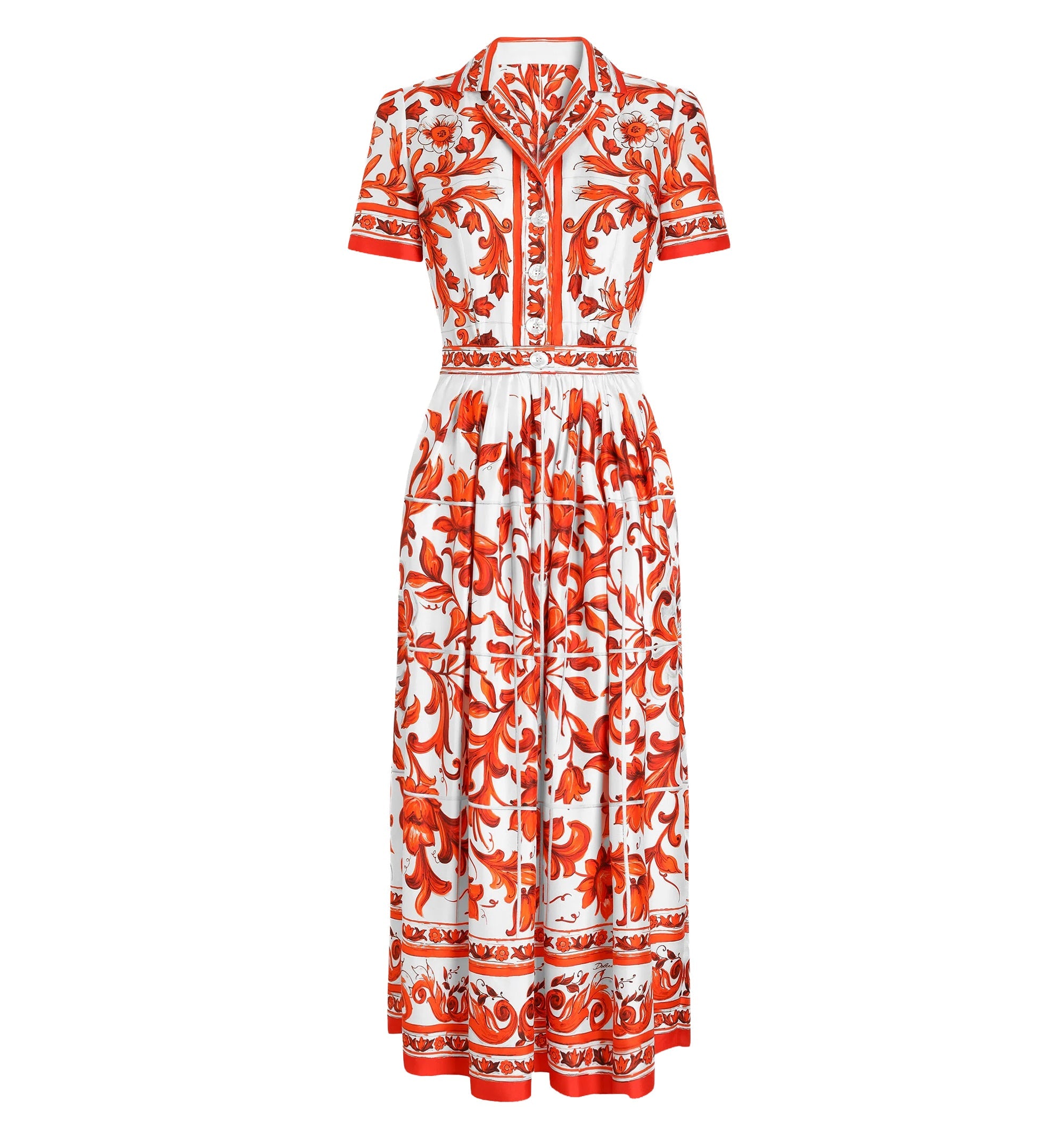 Majolica-print twill dress