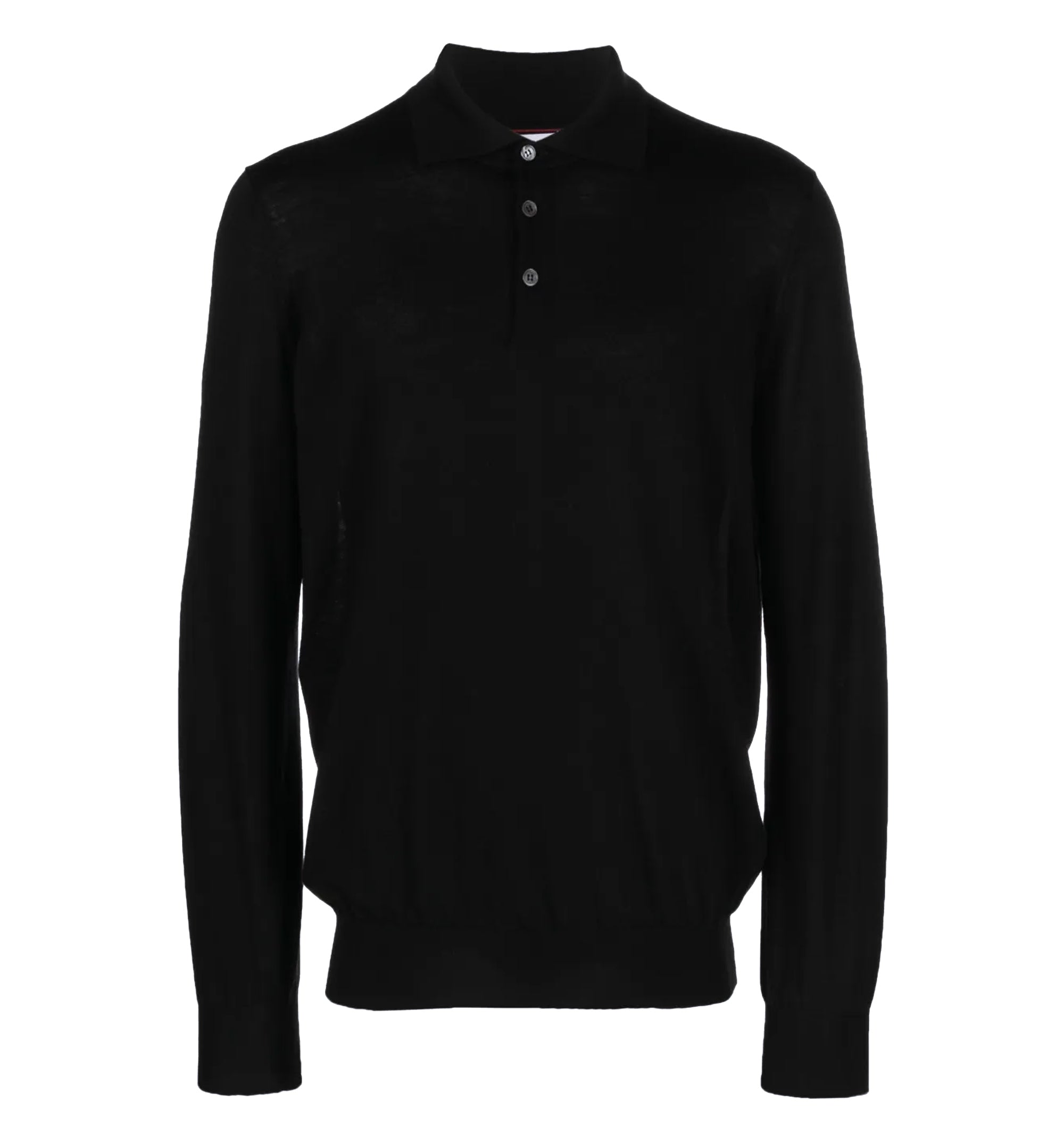Long-sleeve virgin wool polo shirt