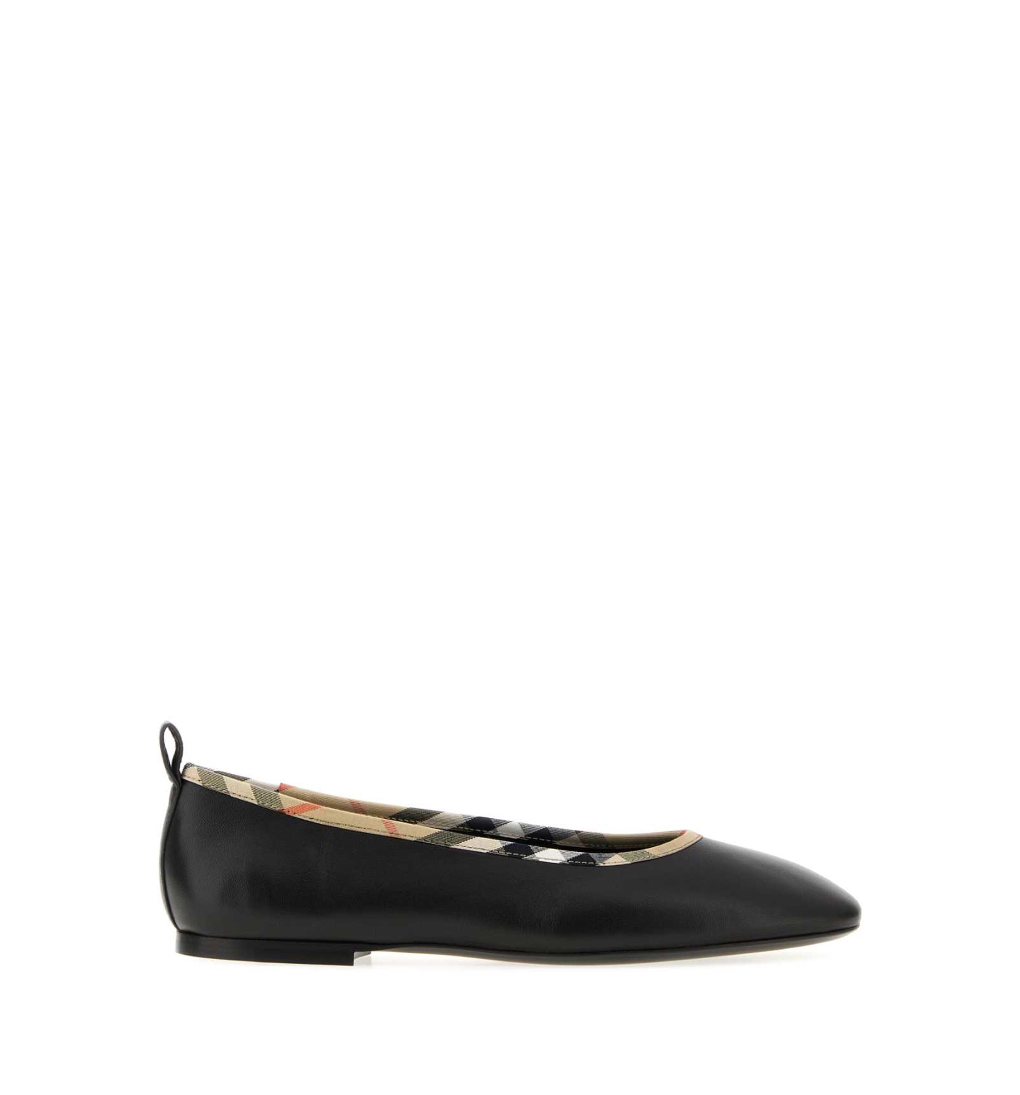Black leather Robin ballerinas