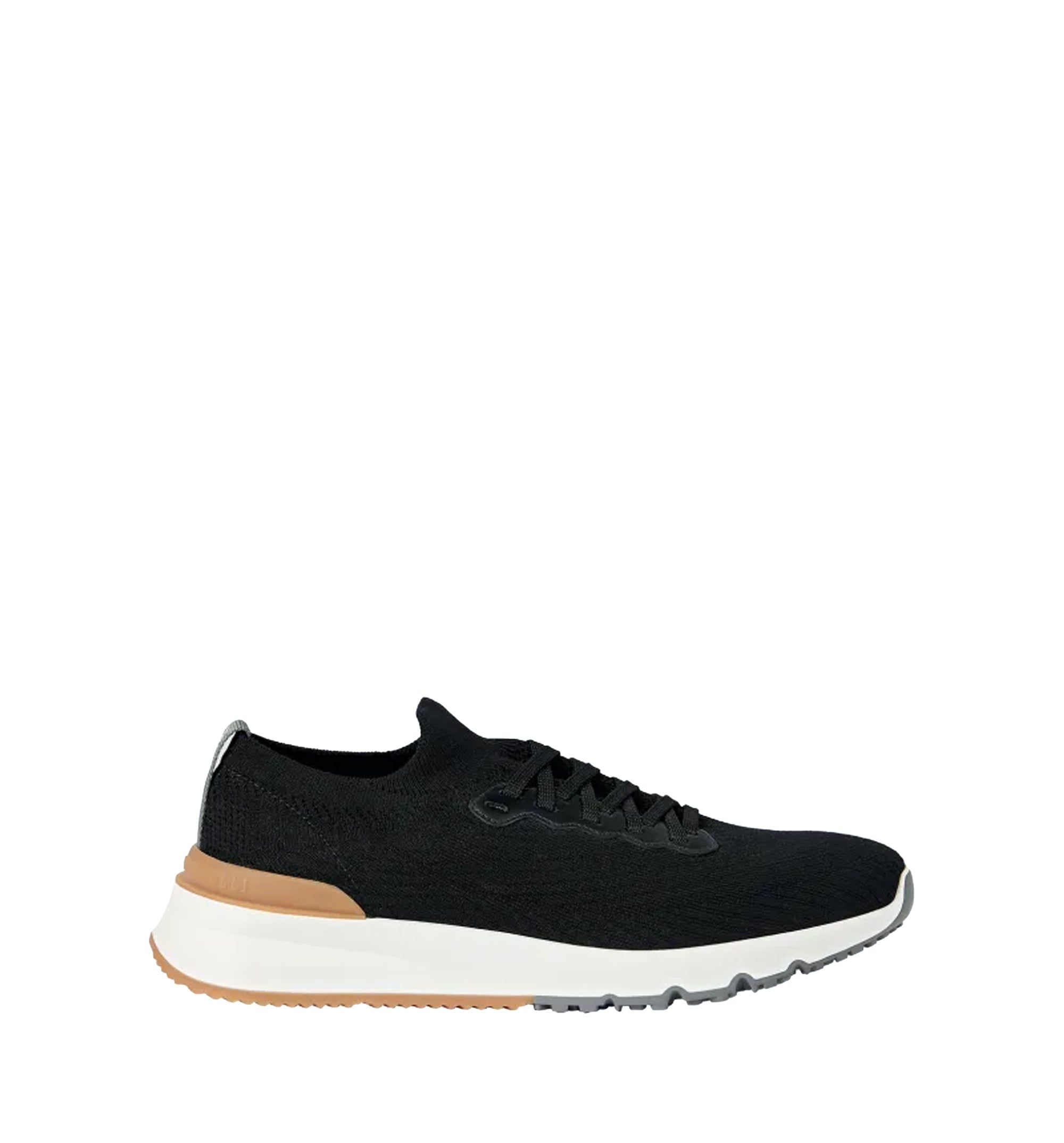 Cotton knit and semi-polished calfskin runners