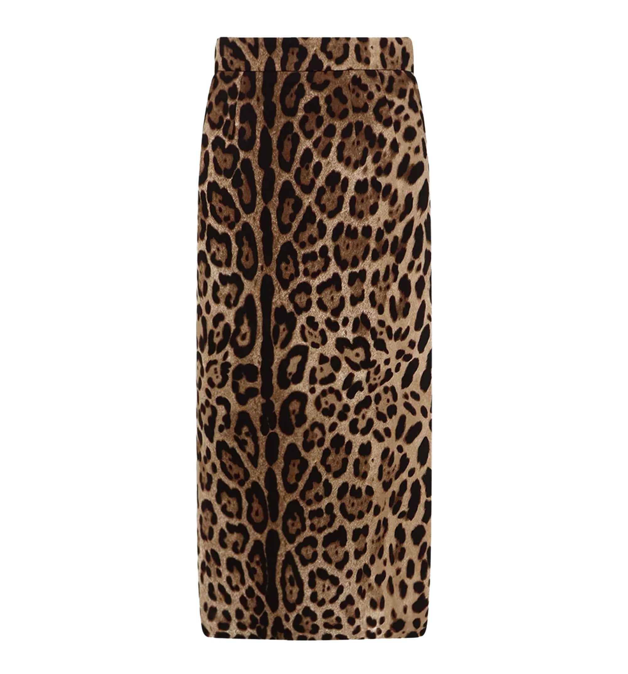 Stretch viscose longuette skirt with animal print