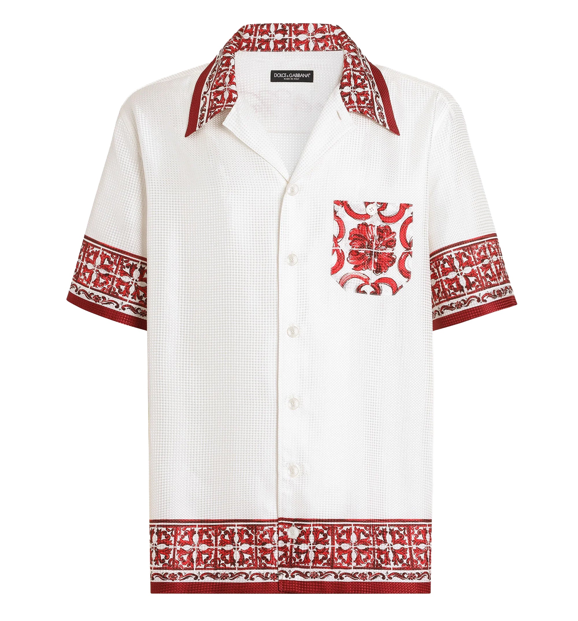 Majolica-print jacquard hawaii shirt