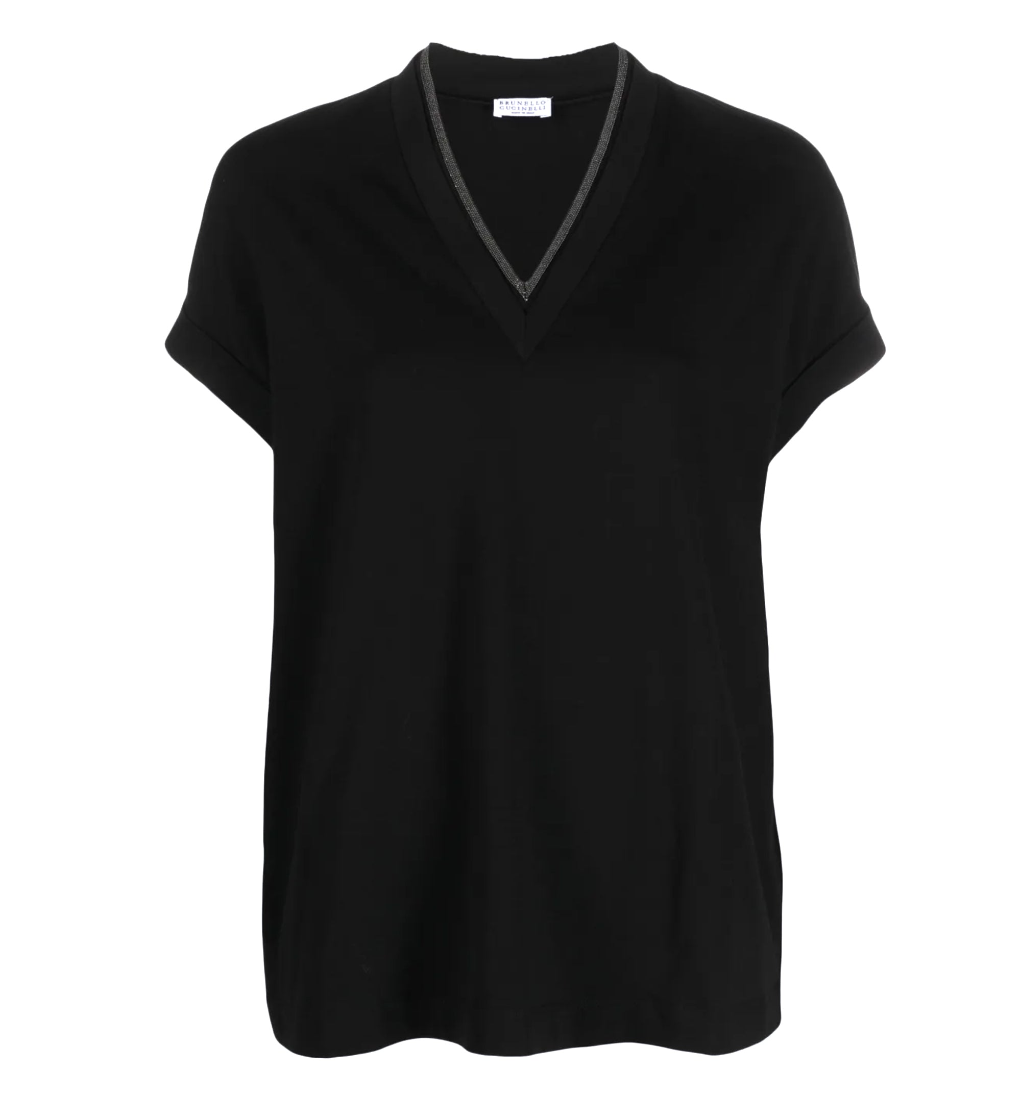 Monili-trim V-neck T-shirt