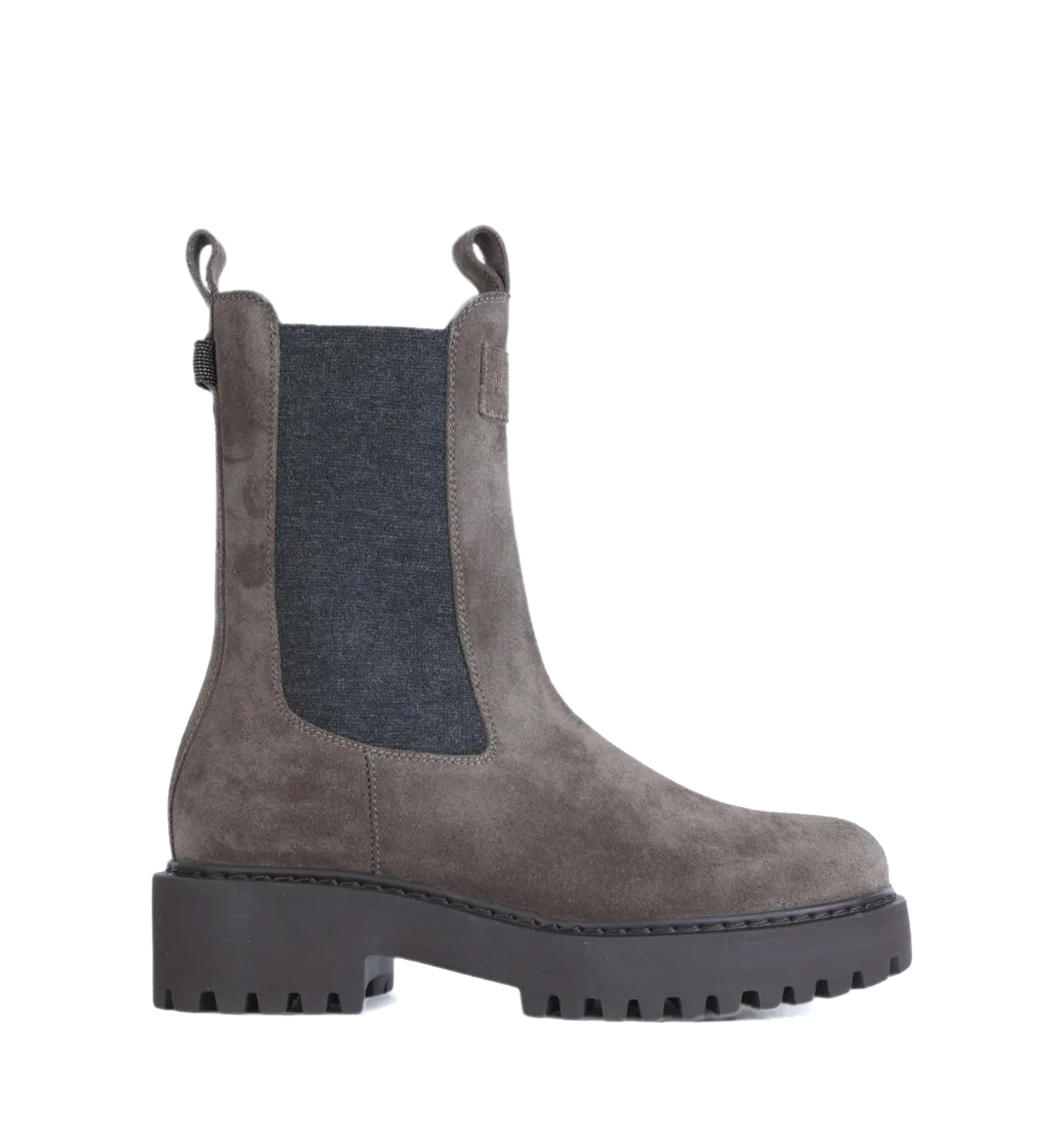 Suede panelled ankle boots