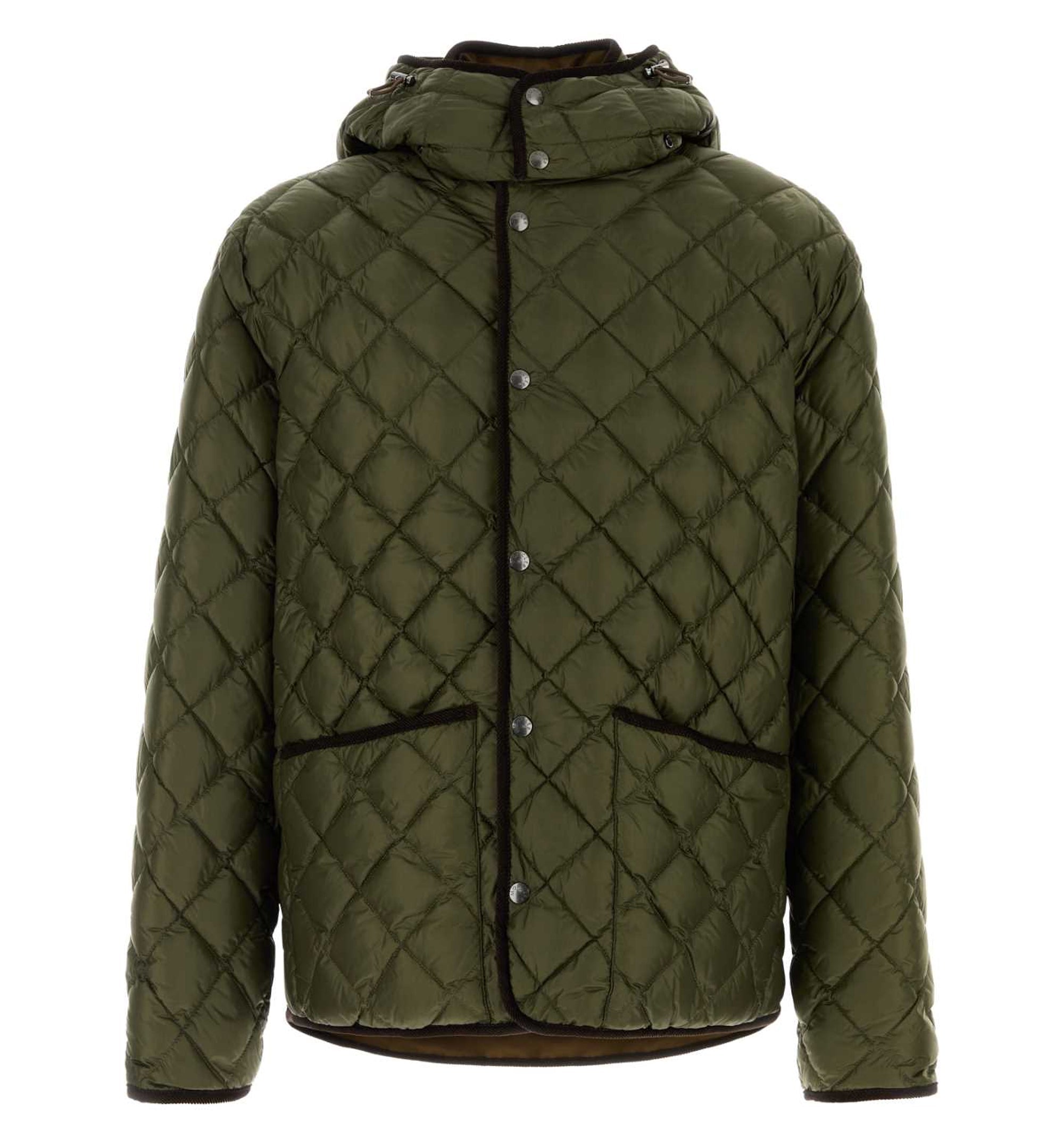 Olive green polyester Venserre reversible down jacket