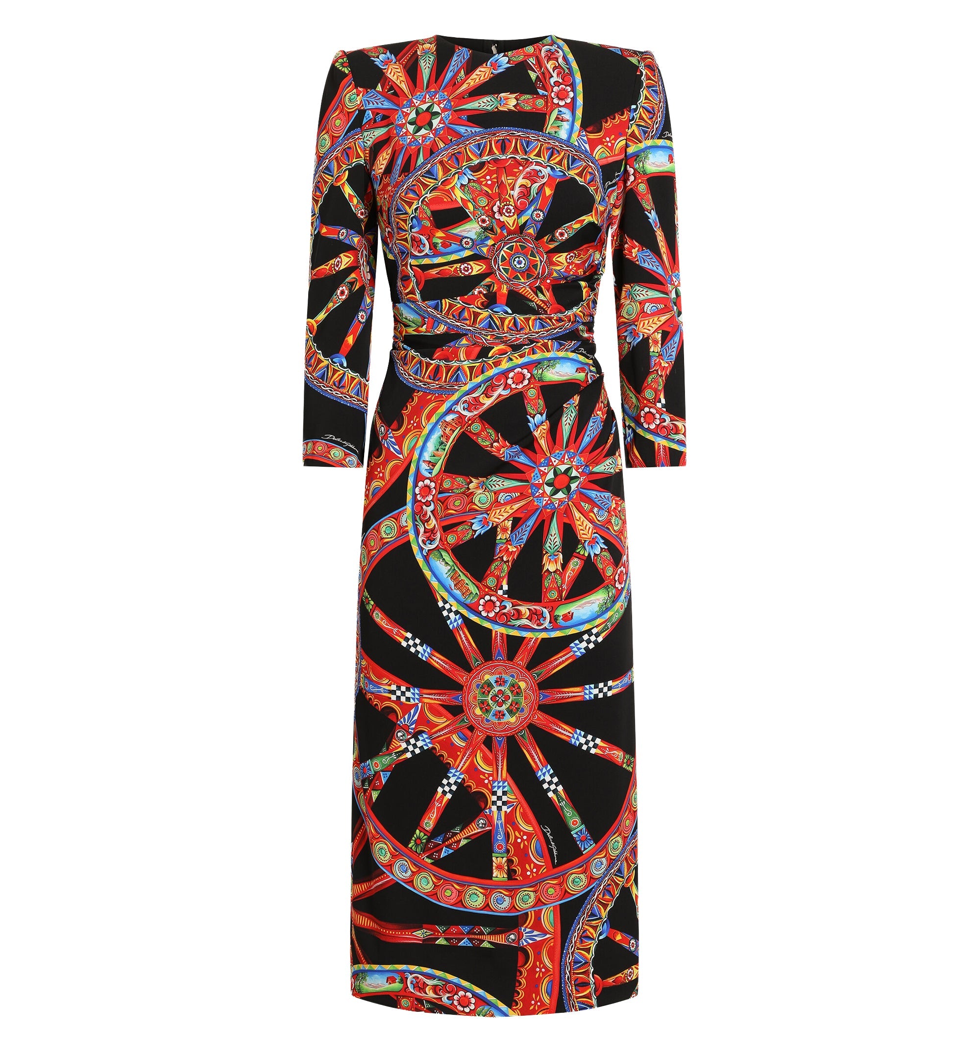 Carretto-print charmeuse dress