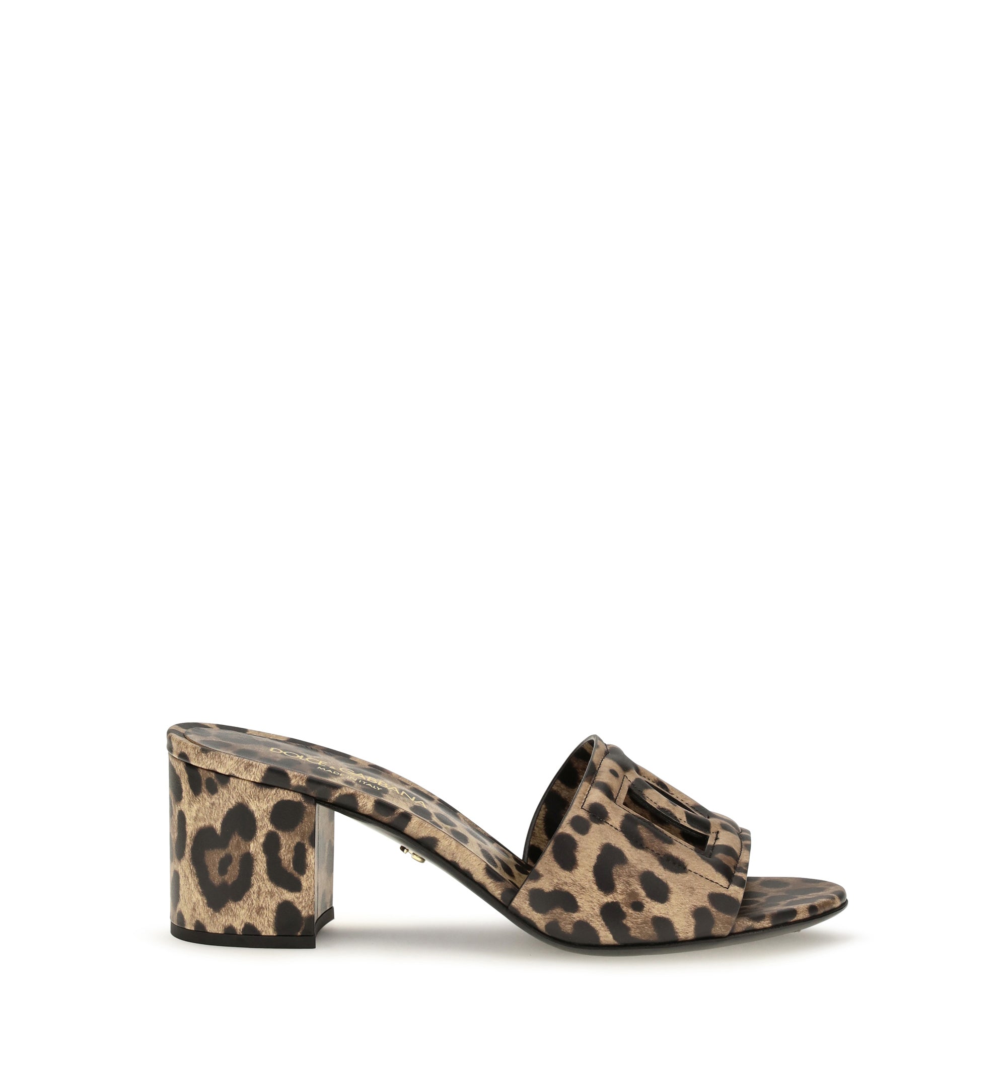 Leo-print calfskin mules
