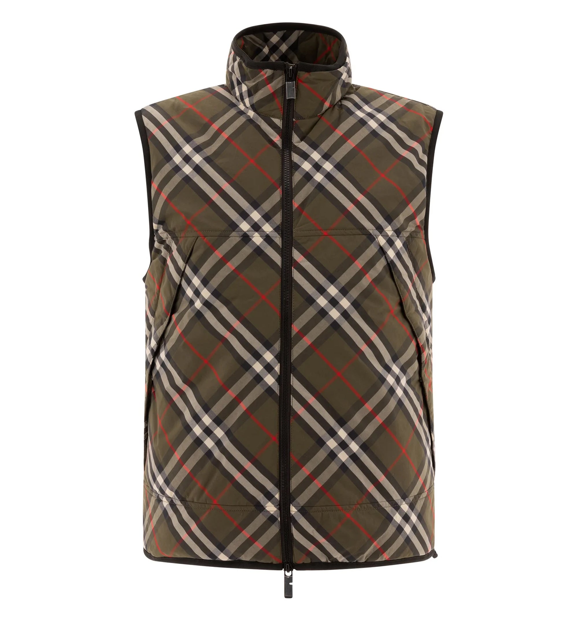 Checked Zip-Up Padded Gilet