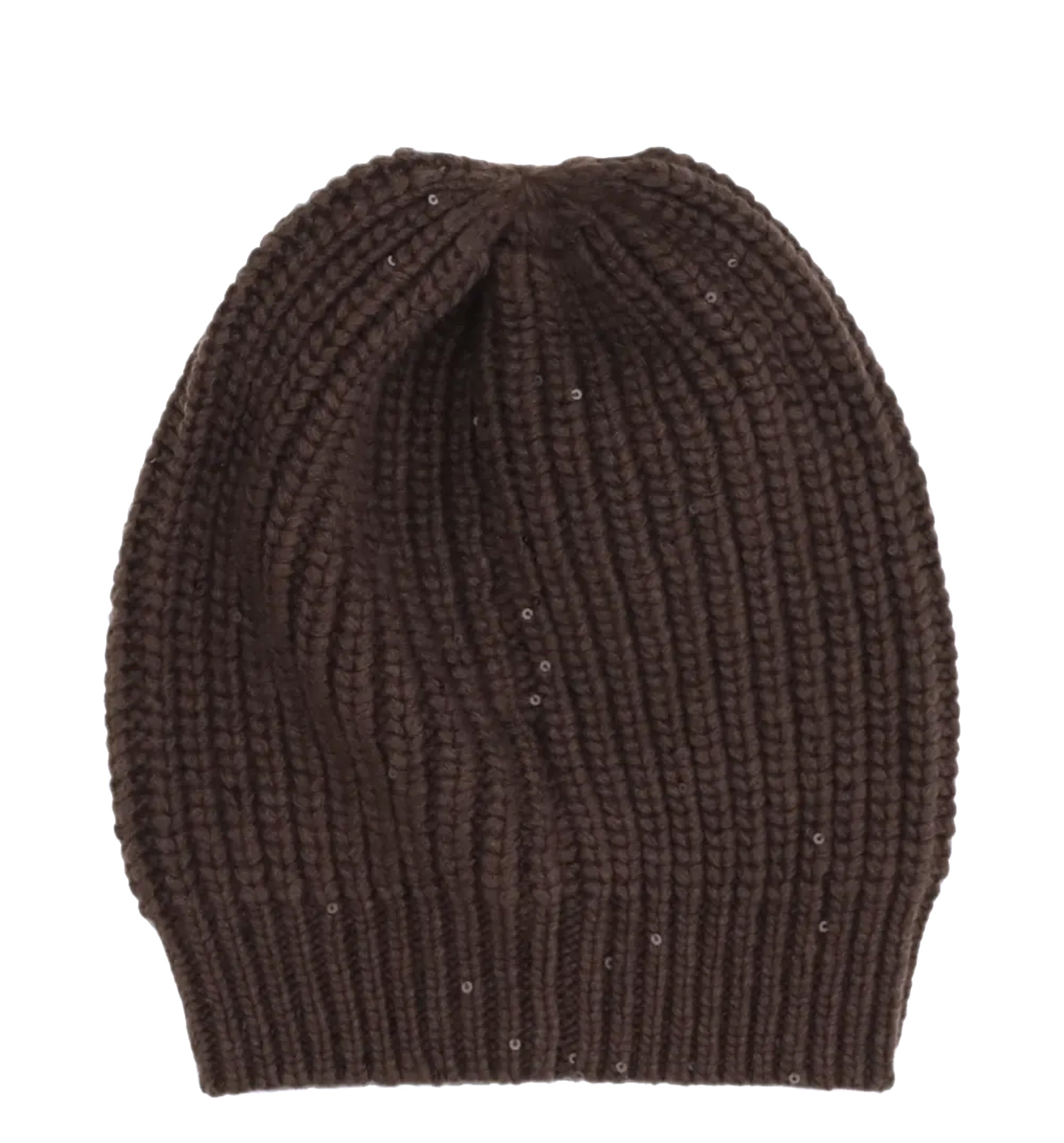 Sequin-embellished ribbed beanie hat
