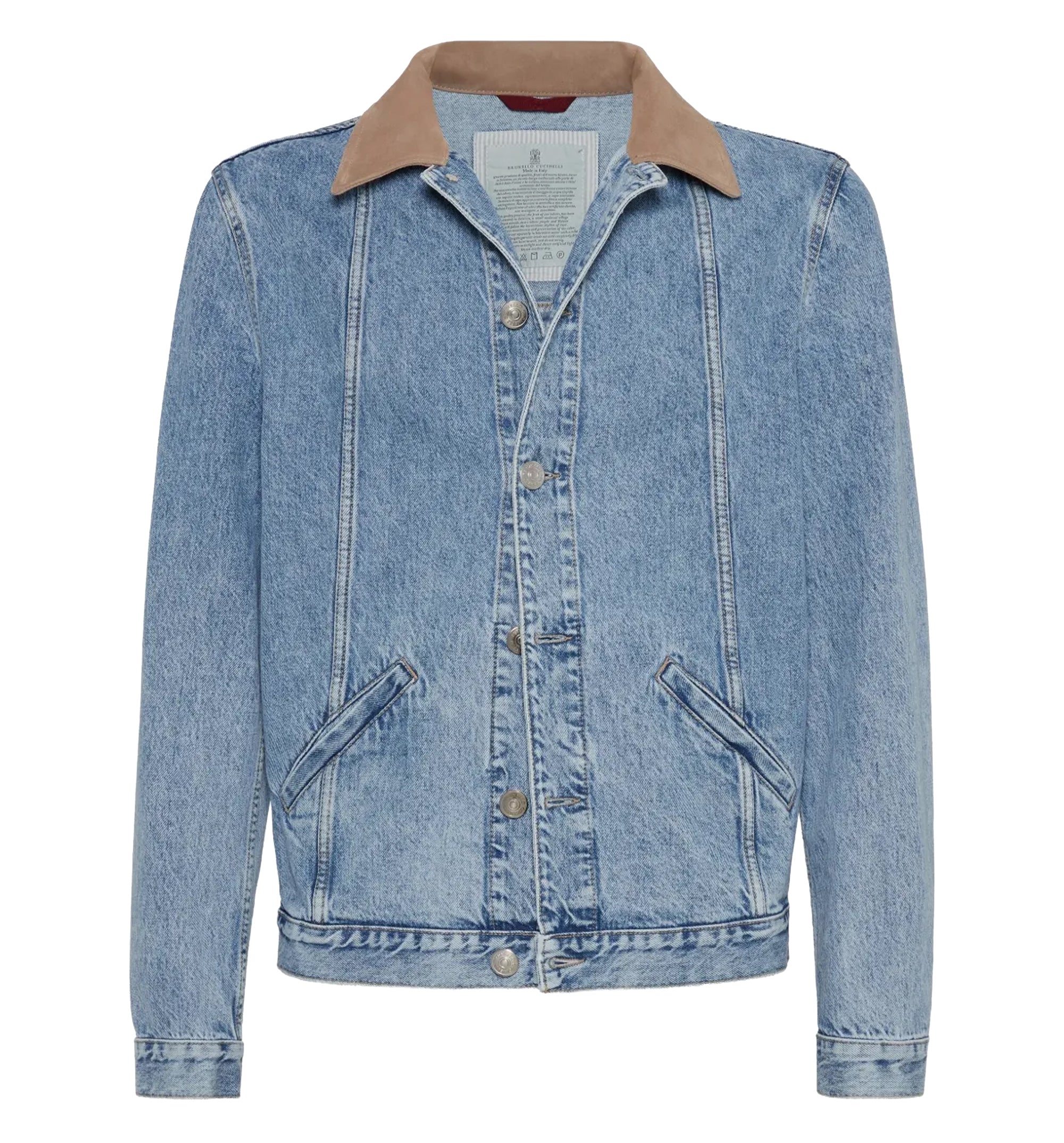 Contrasting-collar denim jacket