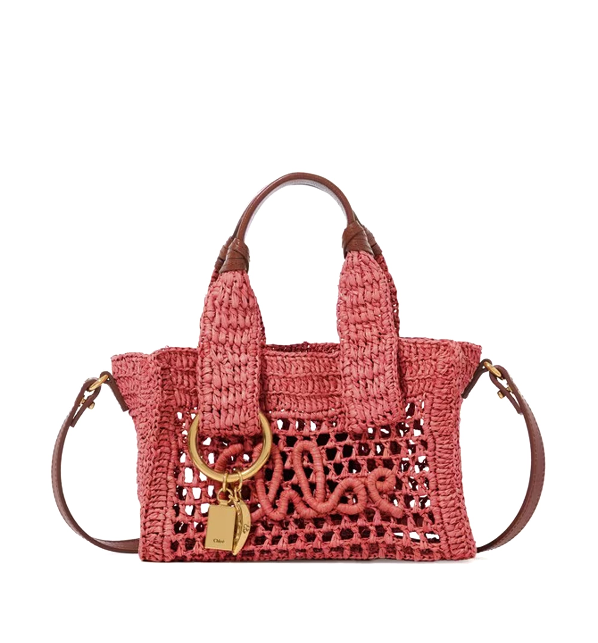 Mini Summer Banana east-west tote bag in raffia
