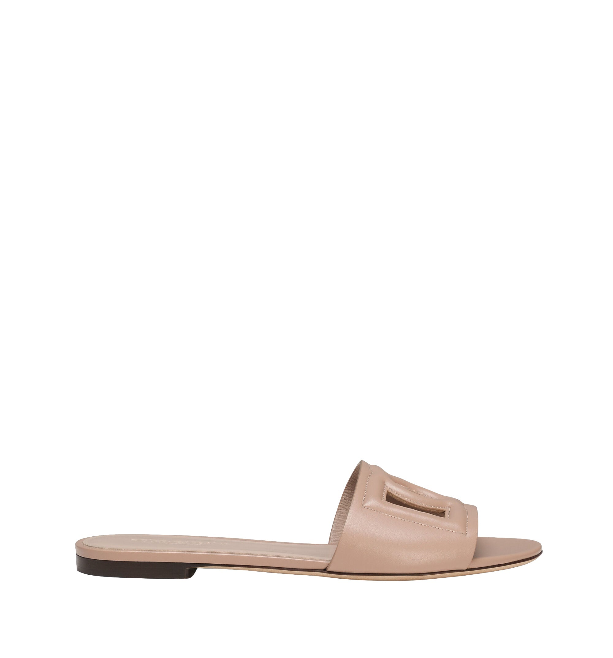 Calfskin slides with DG logo