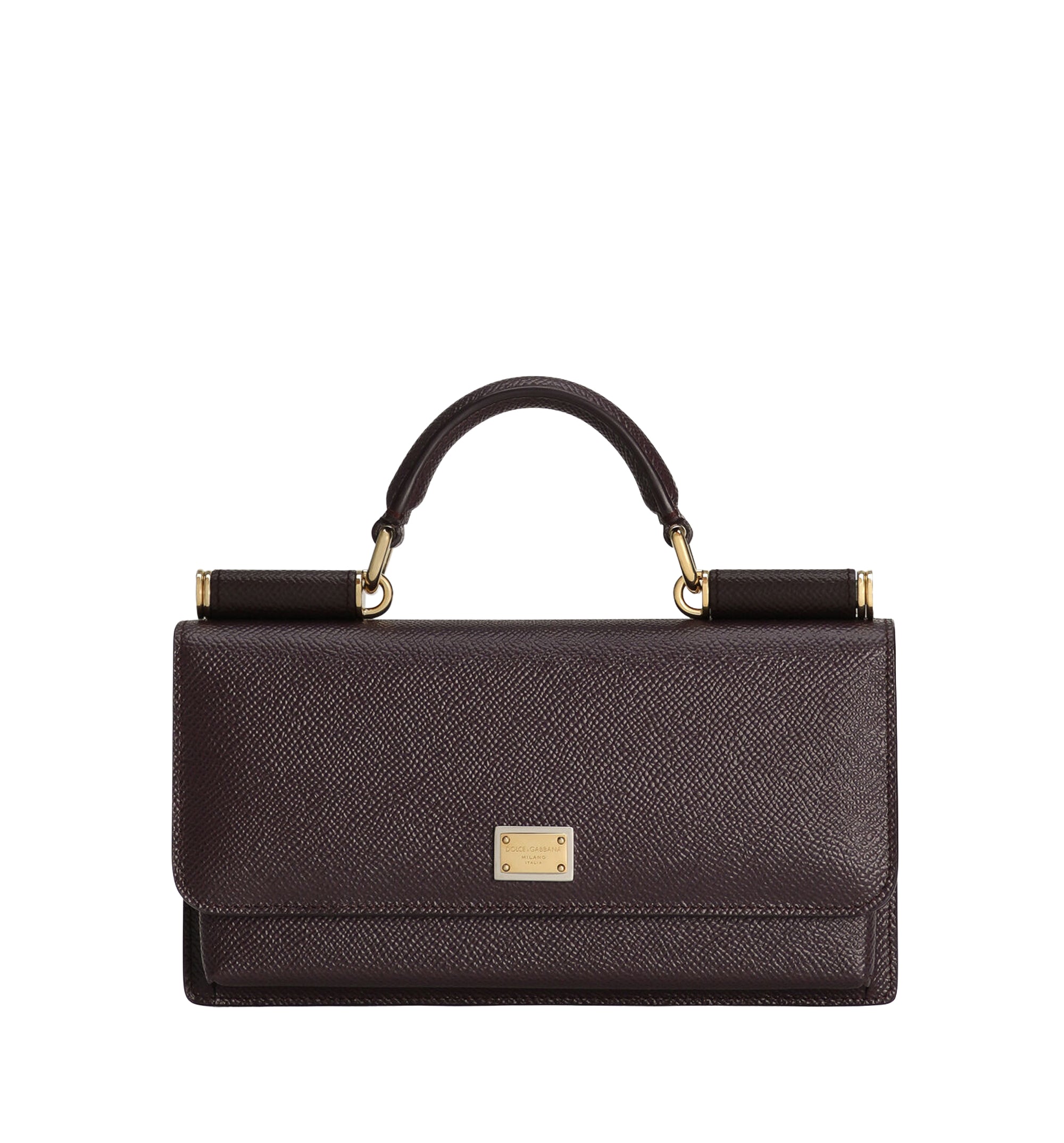 Mini bag with tag featuring two metal plating finishes