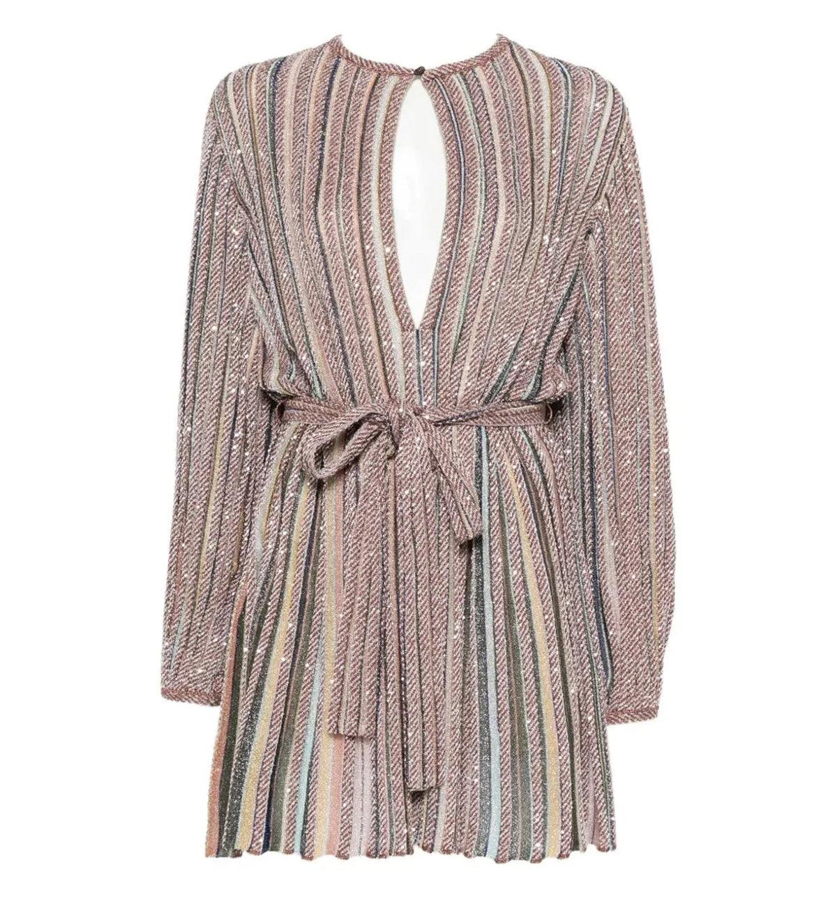 Sequin-embellished Striped Mini Dress