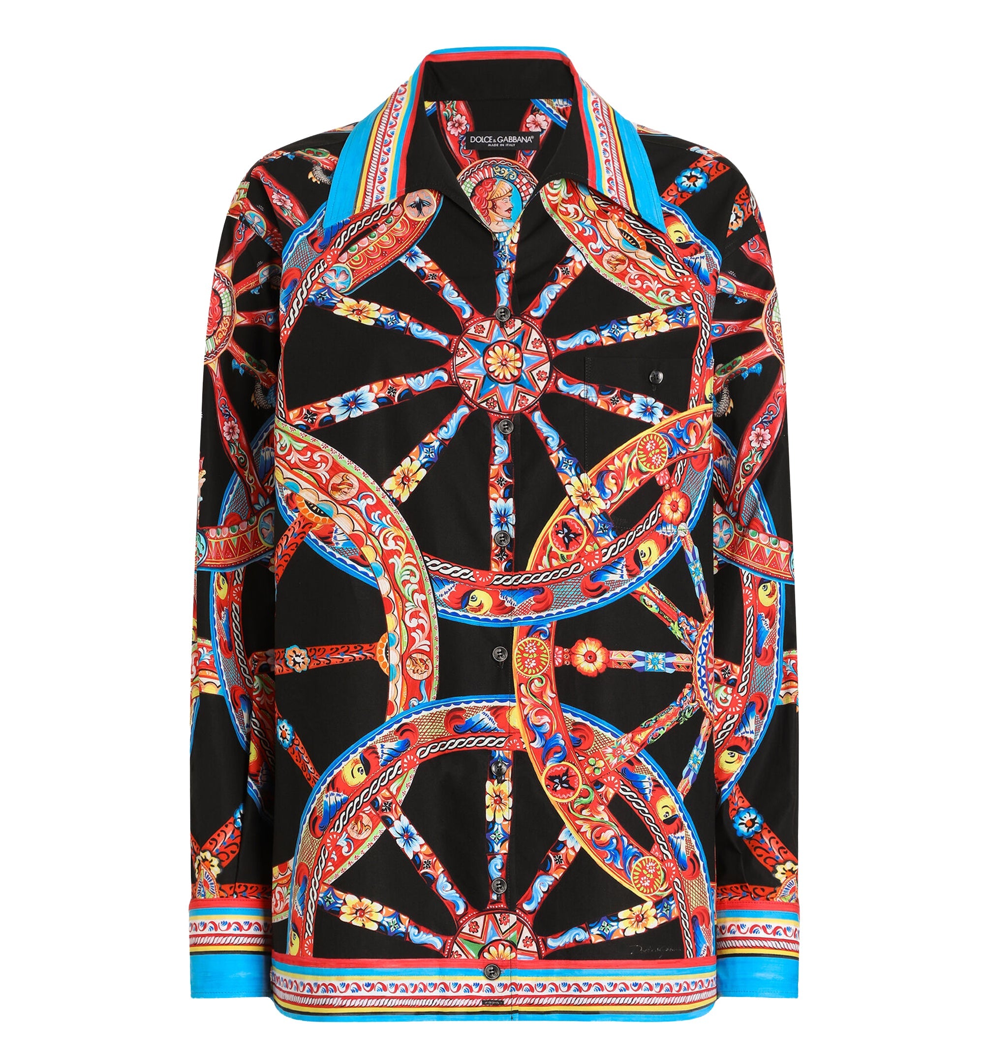 Carretto-print poplin hawaii shirt