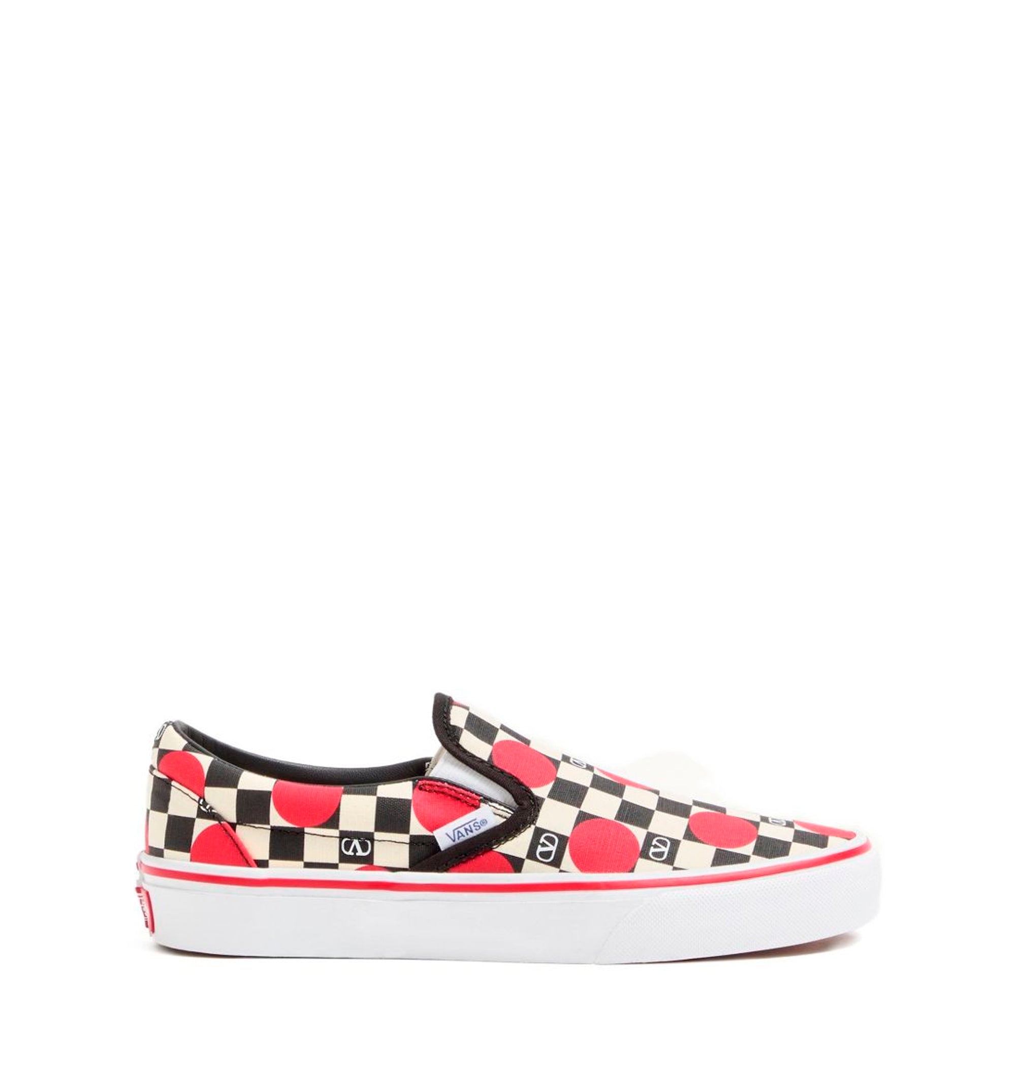 Valentino Garavani And Vans Slip-On Sneaker In Fabric With VLogo Checkerboard Print And Polka Dot Detail