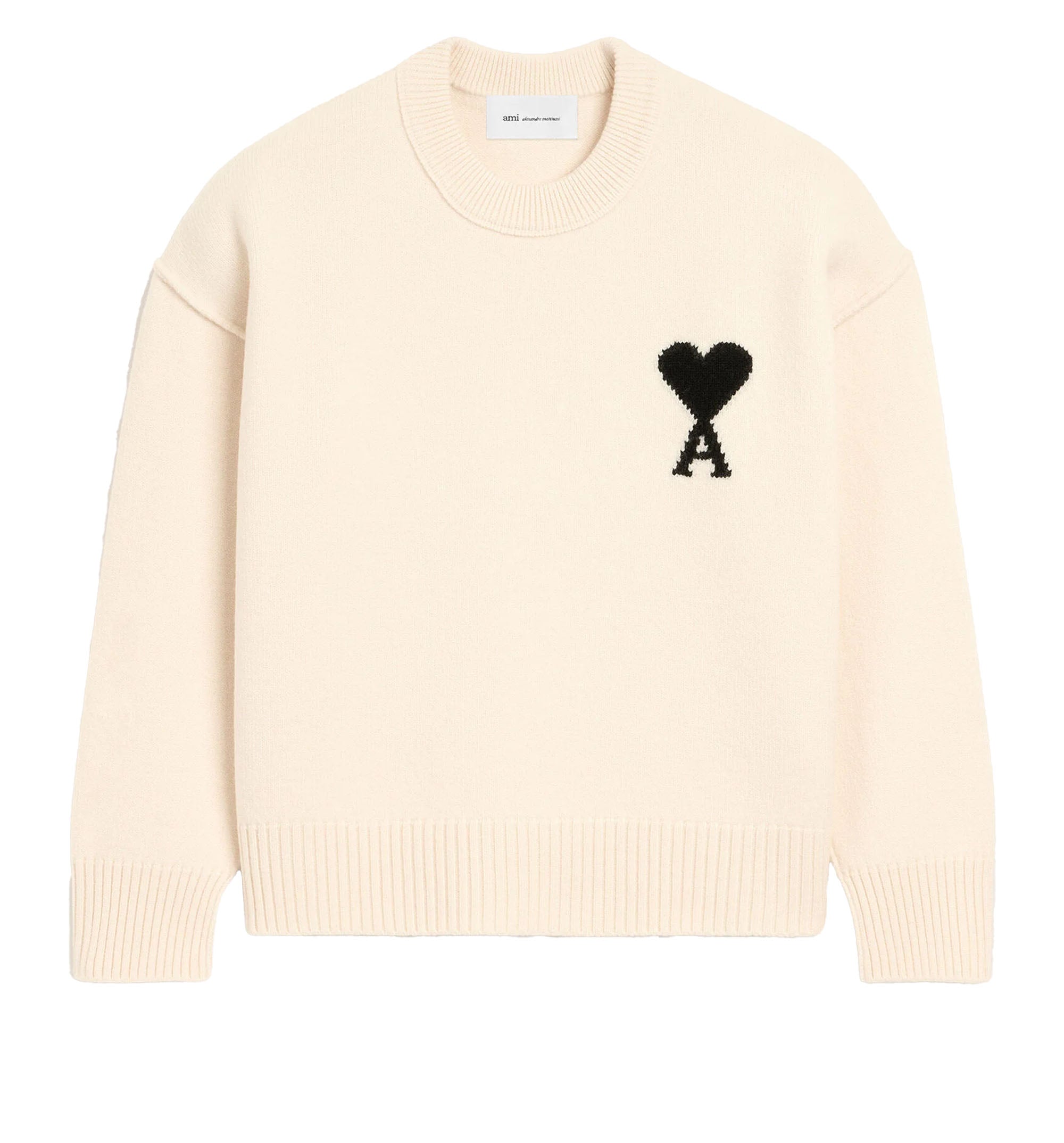 White Wool Ami De Coeur Crewneck Sweater
