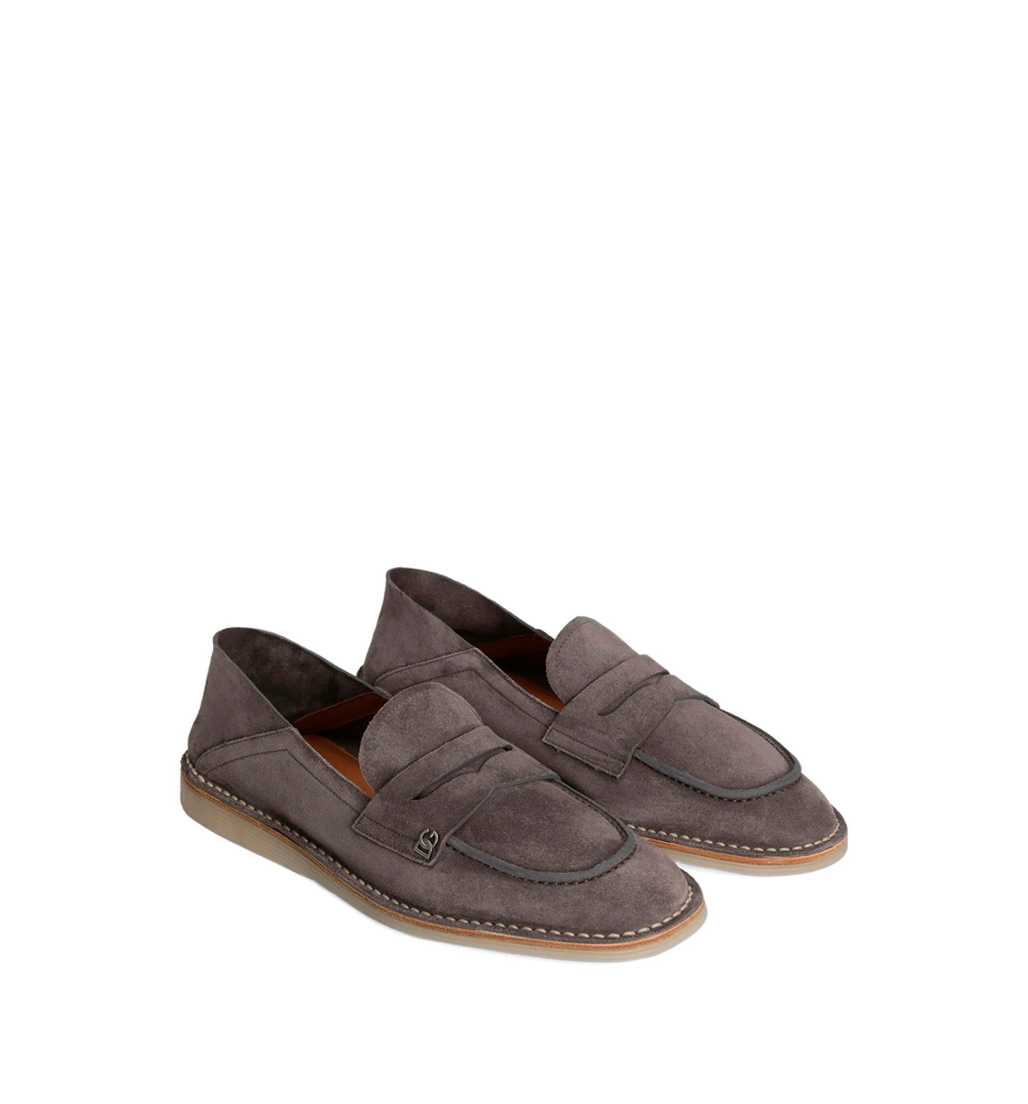 Reversed calfskin slipper