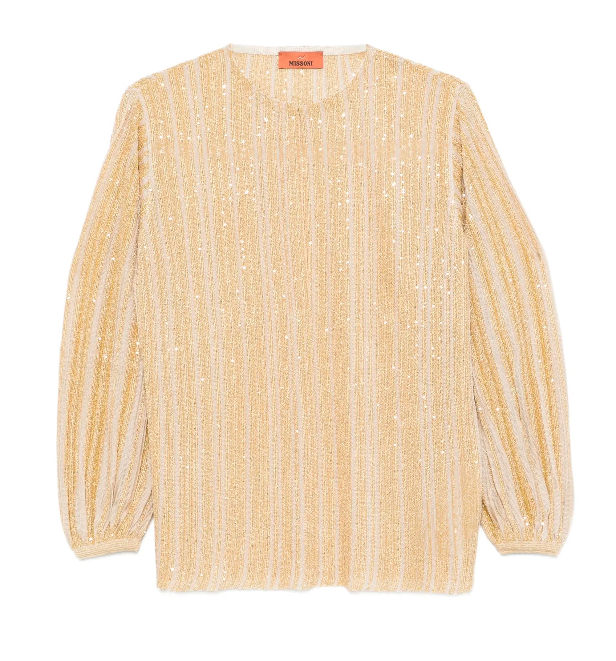 Ribbed Viscose Lamé Blouse with Sequins