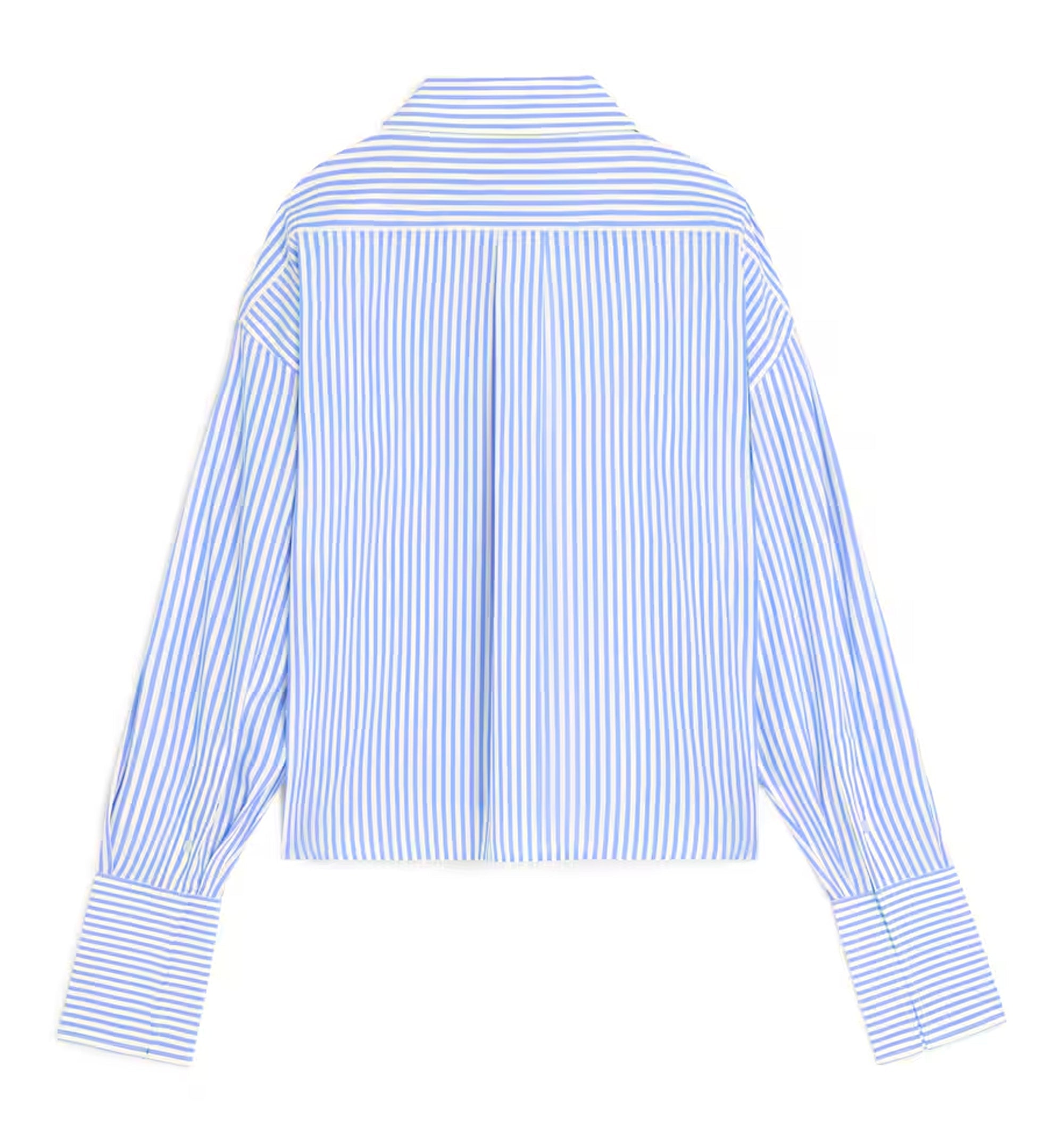 Cropped Shirt In Striped Cotton Poplin