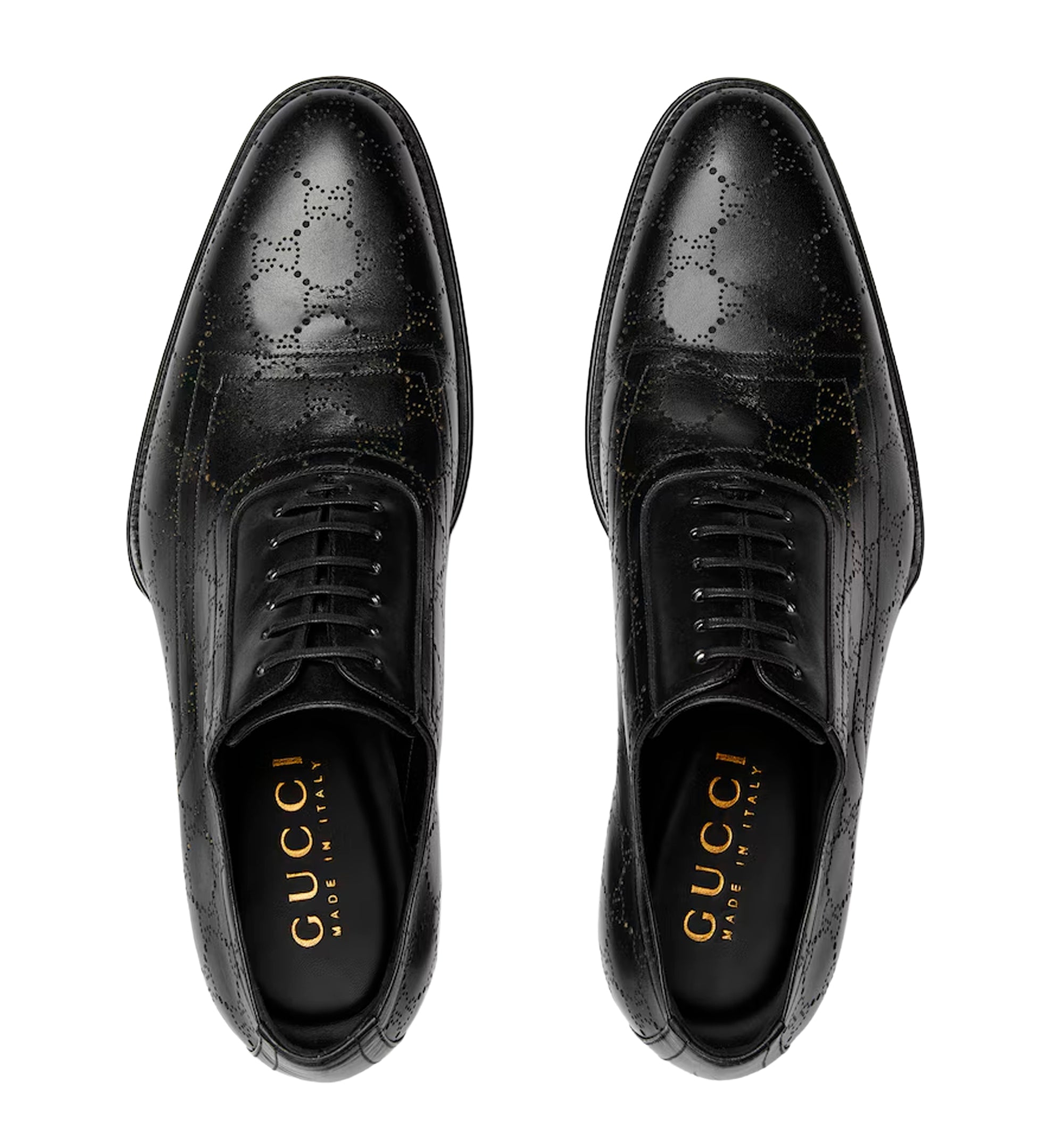 Men's lace-up shoe with lasered GG