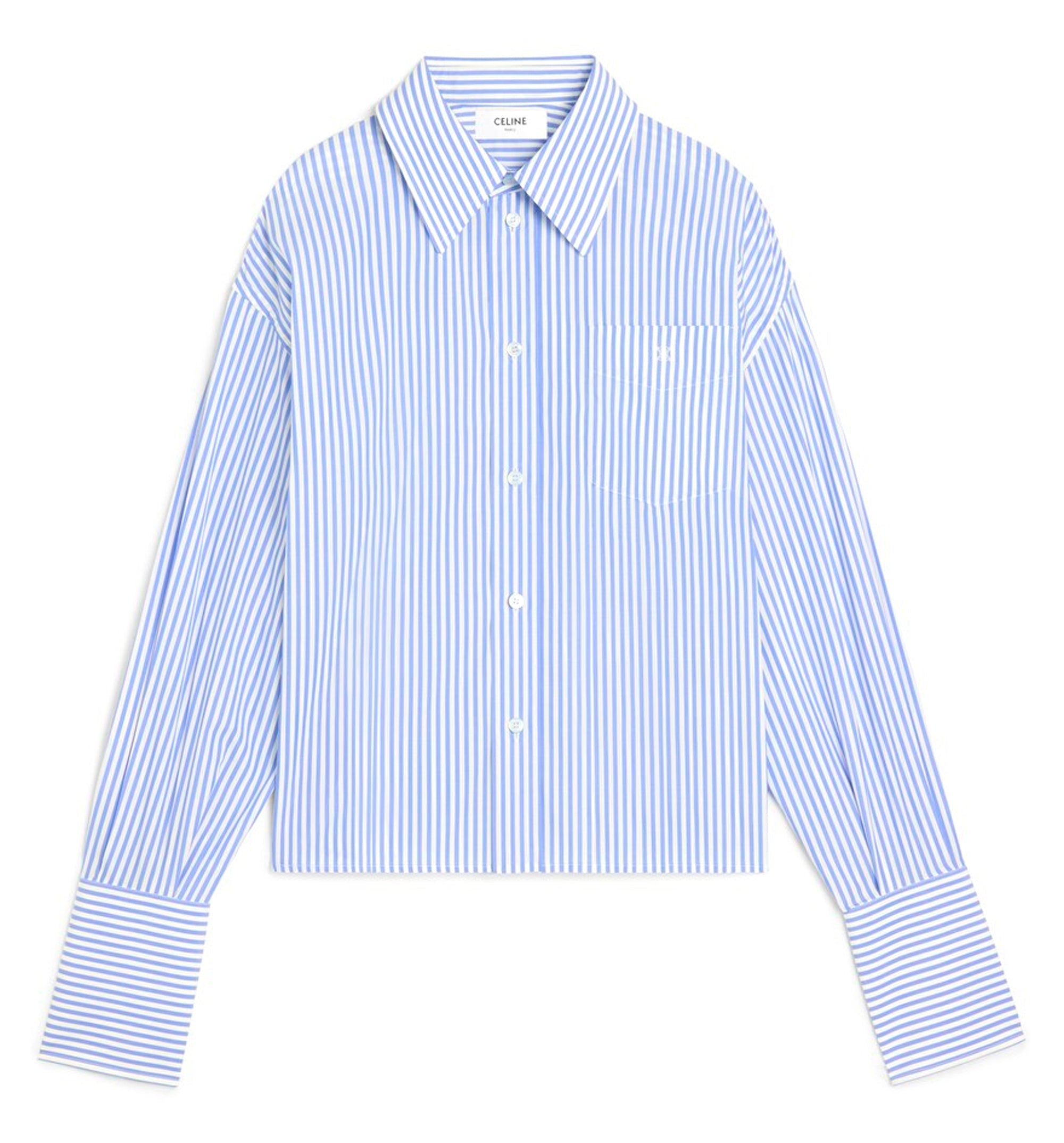 Cropped Shirt In Striped Cotton Poplin