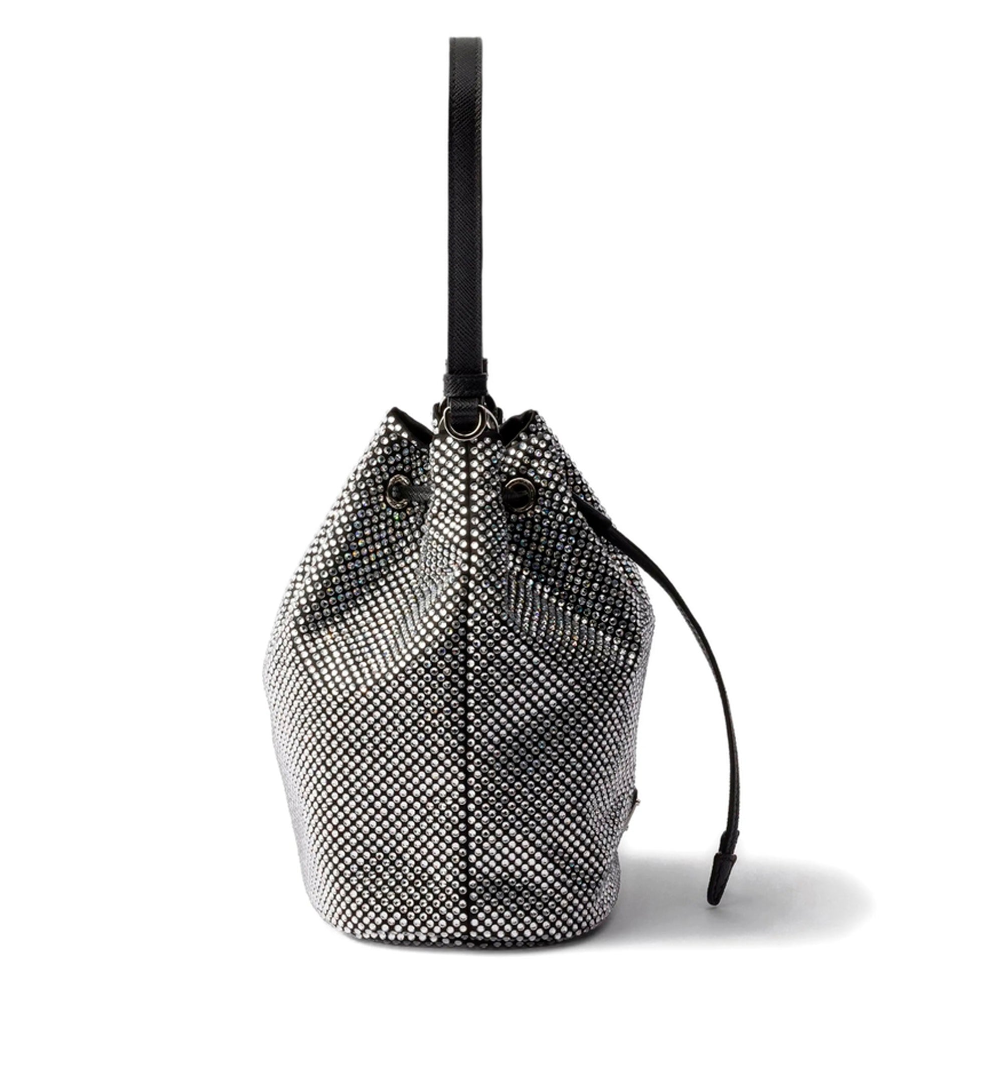 Mini crystal-studded satin bag