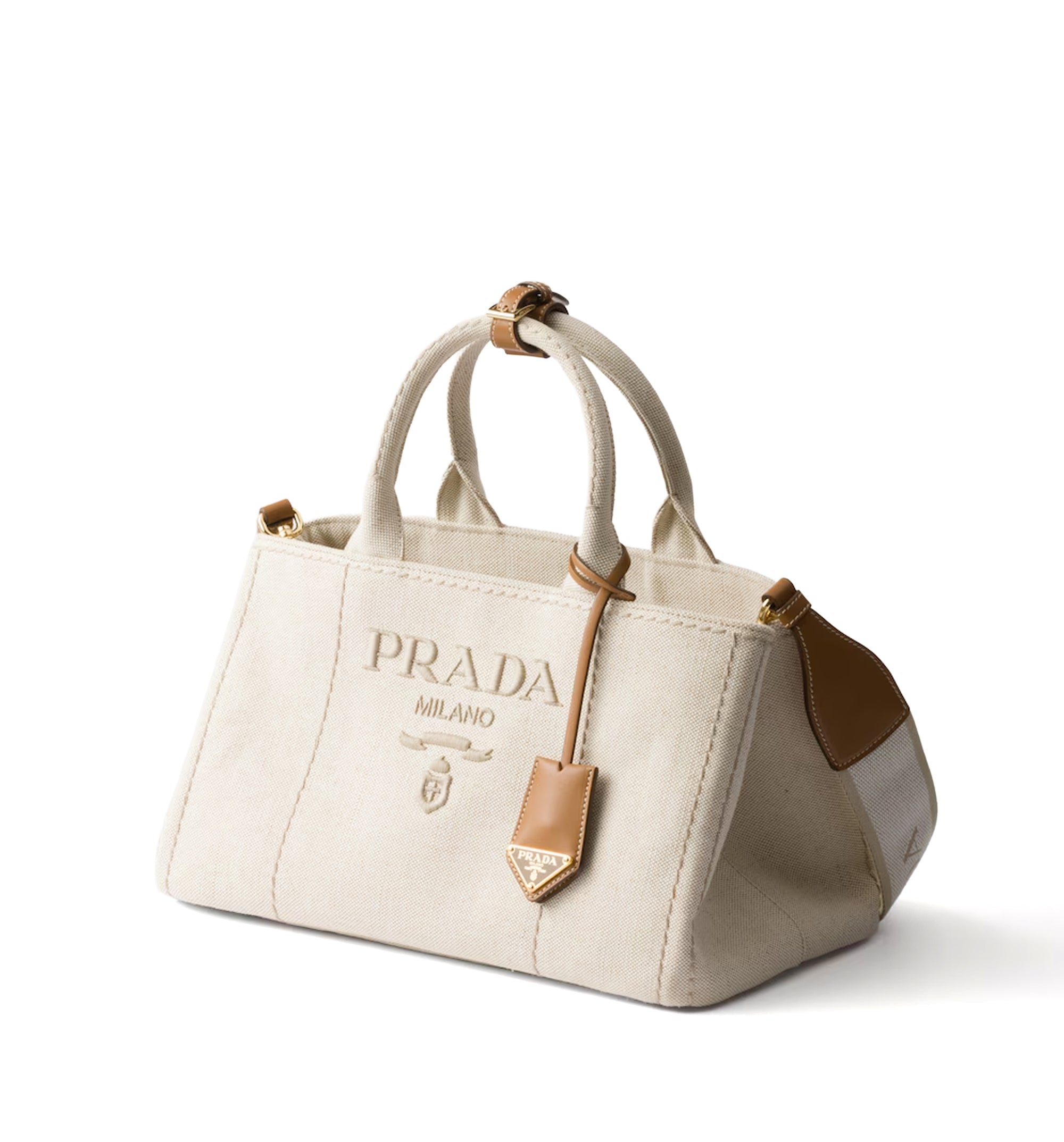 Prada Jardinière large linen blend handbag