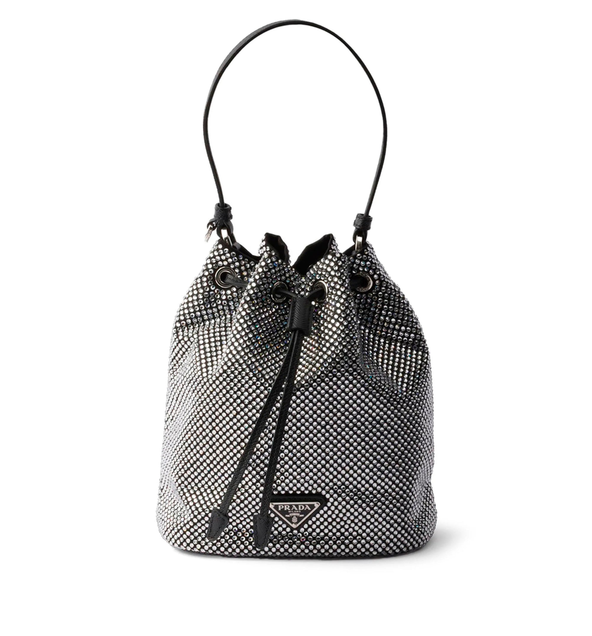 Mini crystal-studded satin bag