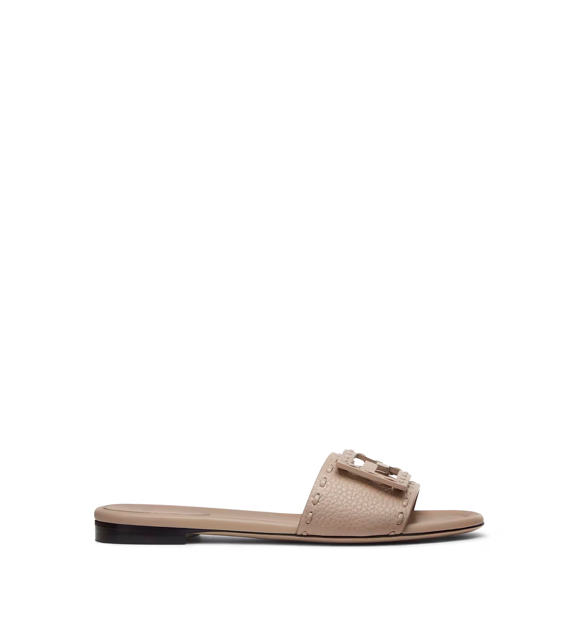 Dove gray leather slides