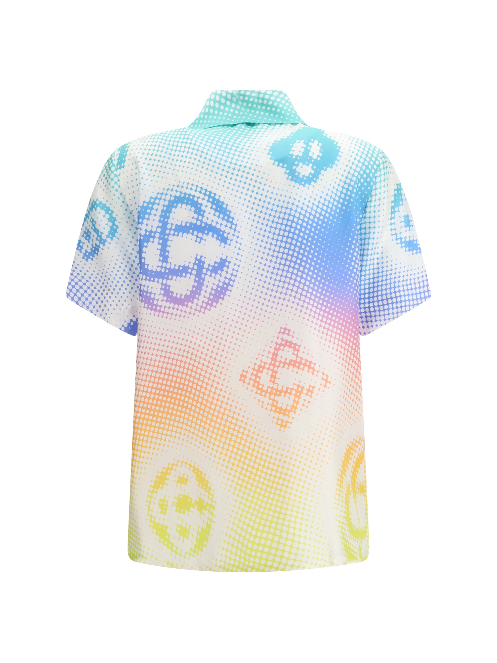 Halftone Logo Short Sleeve Silk Shirt