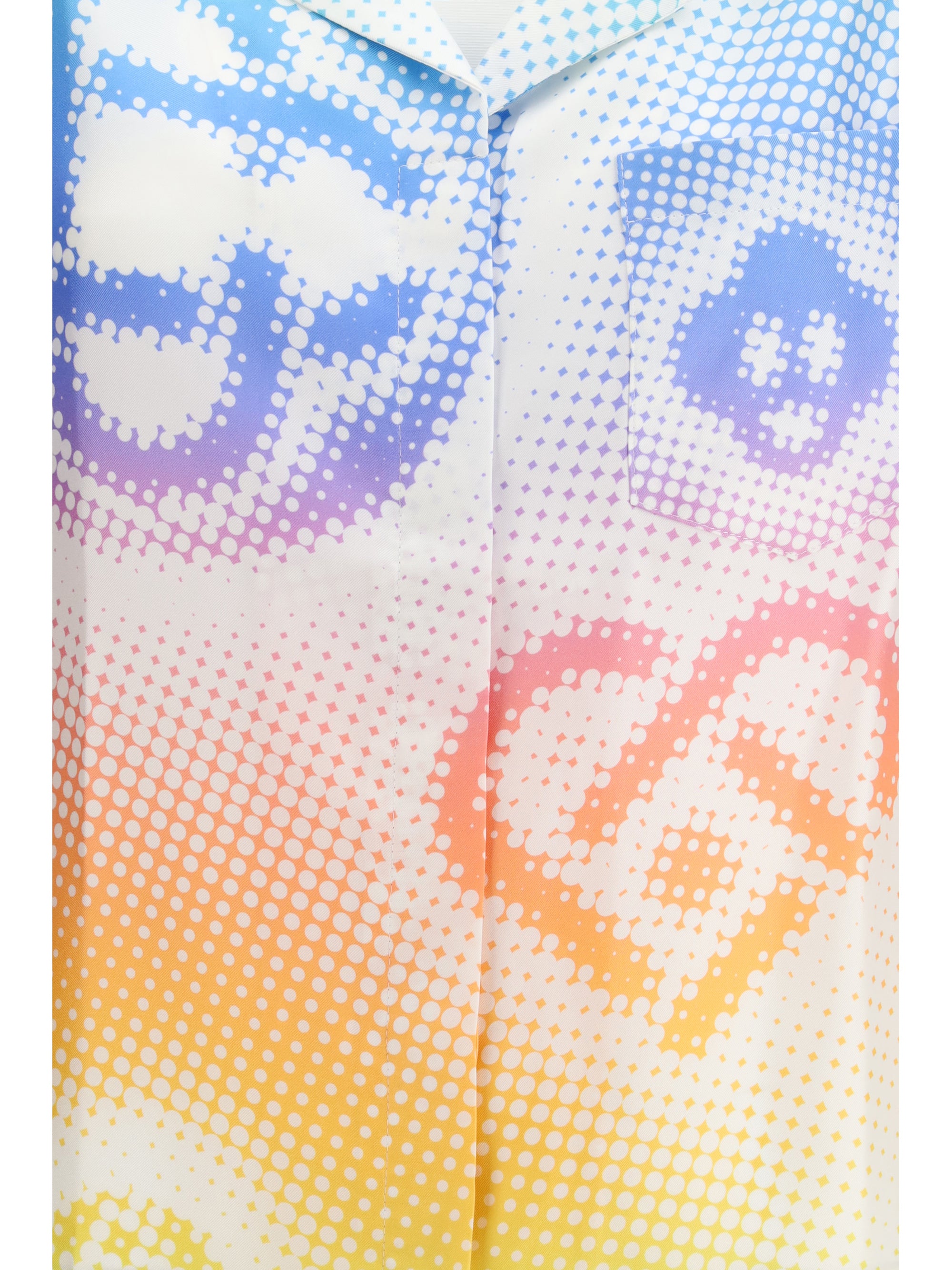 Halftone Logo Short Sleeve Silk Shirt