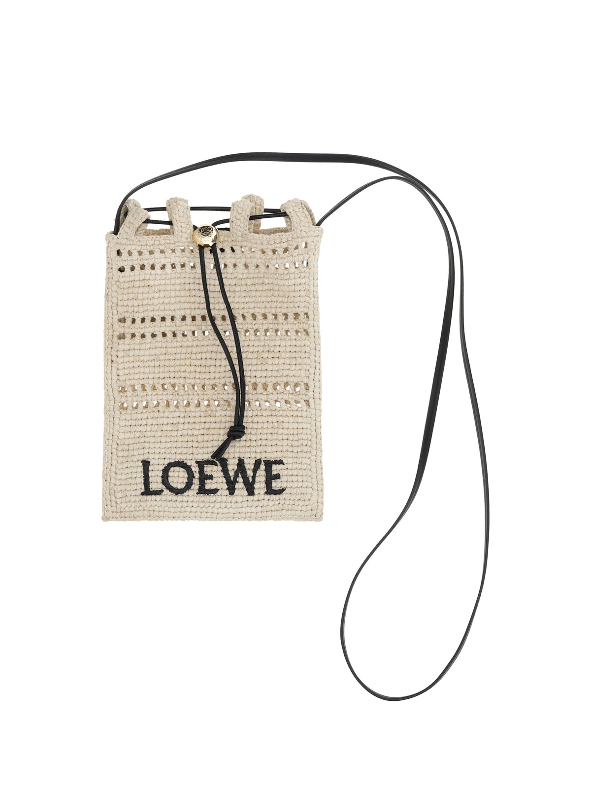 Drawstring pocket in raffia