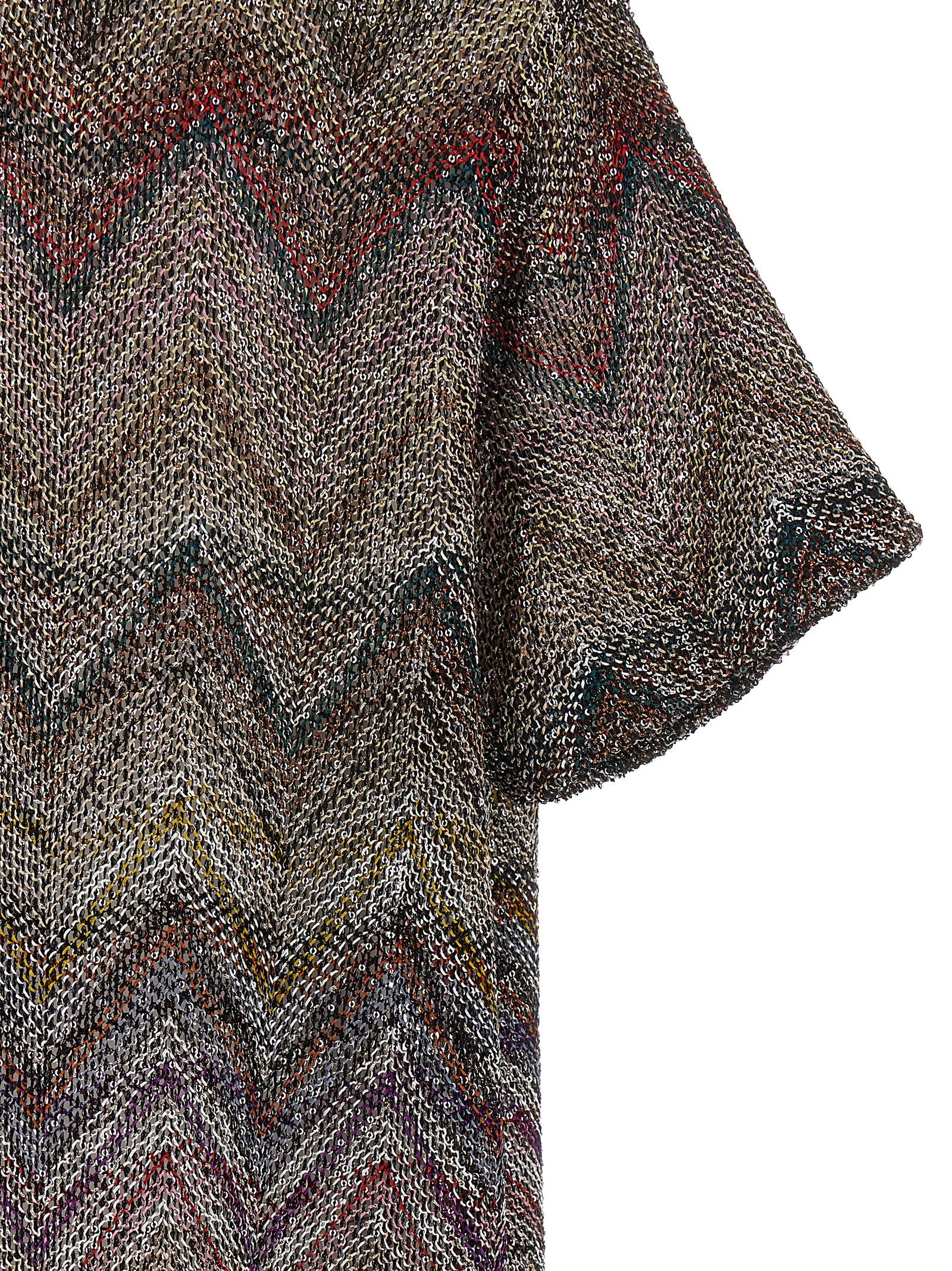 Short Sleeve T-shirt With Zigzag And Sequins - Multicoloured